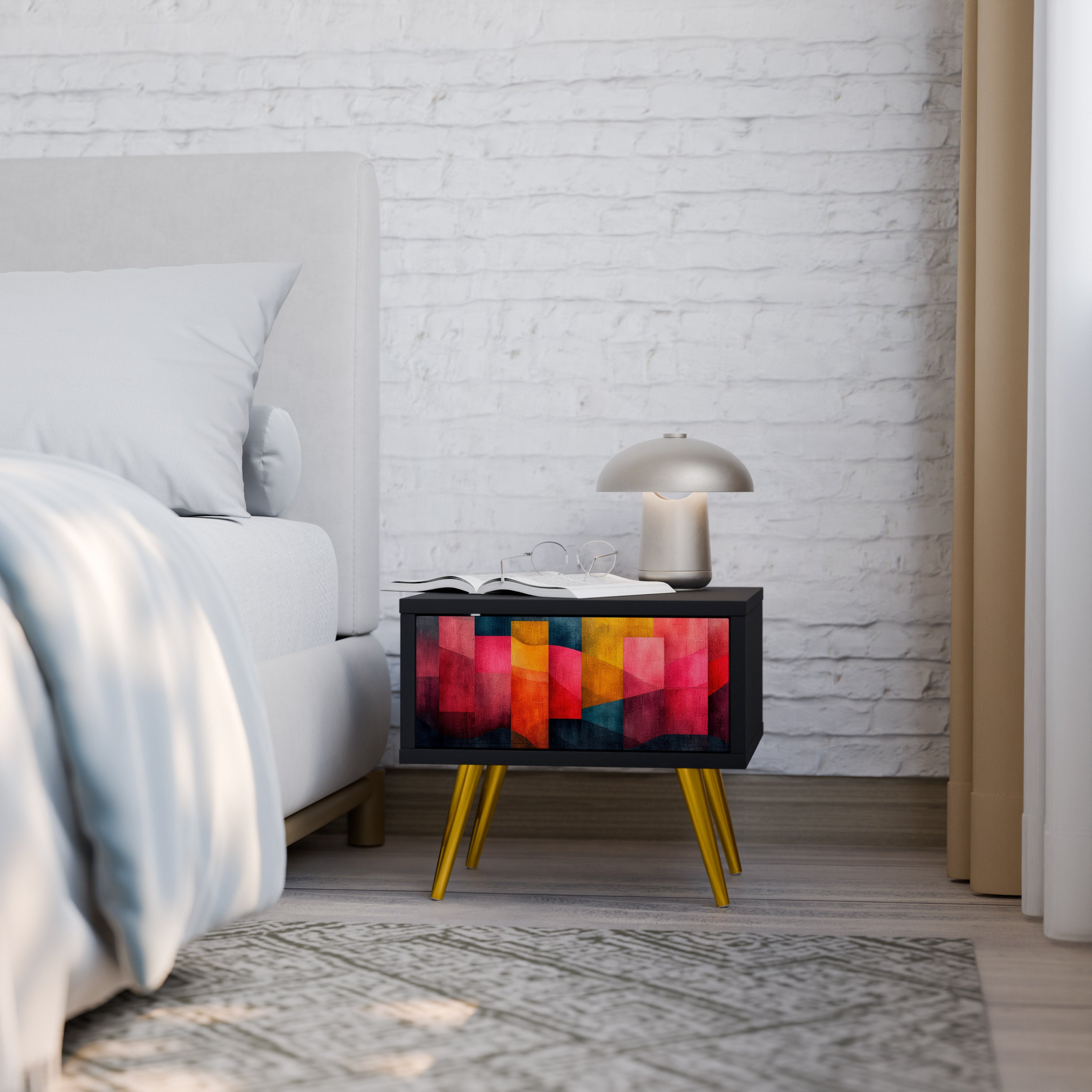 COLORFUL SOUNDS Nightstand in Black Finish
