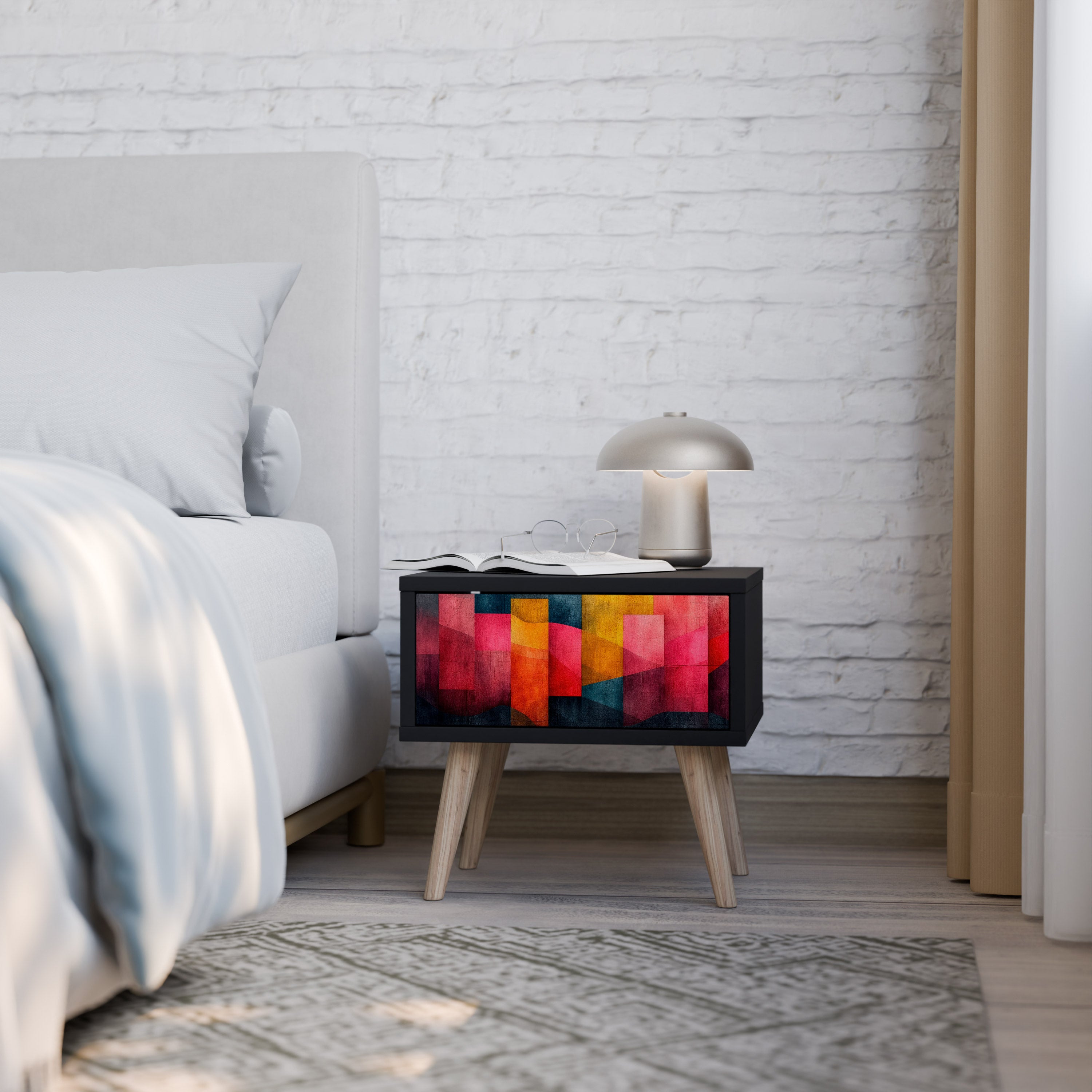 COLORFUL SOUNDS Nightstand in Black Finish