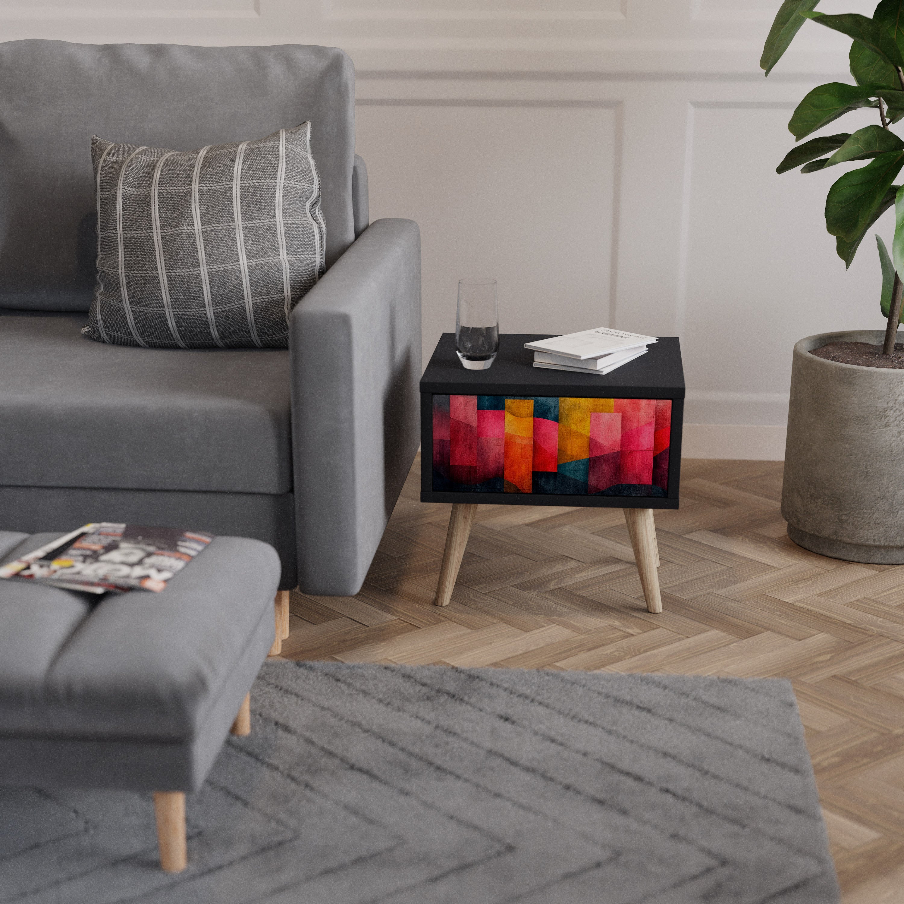 COLORFUL SOUNDS Nightstand in Black Finish