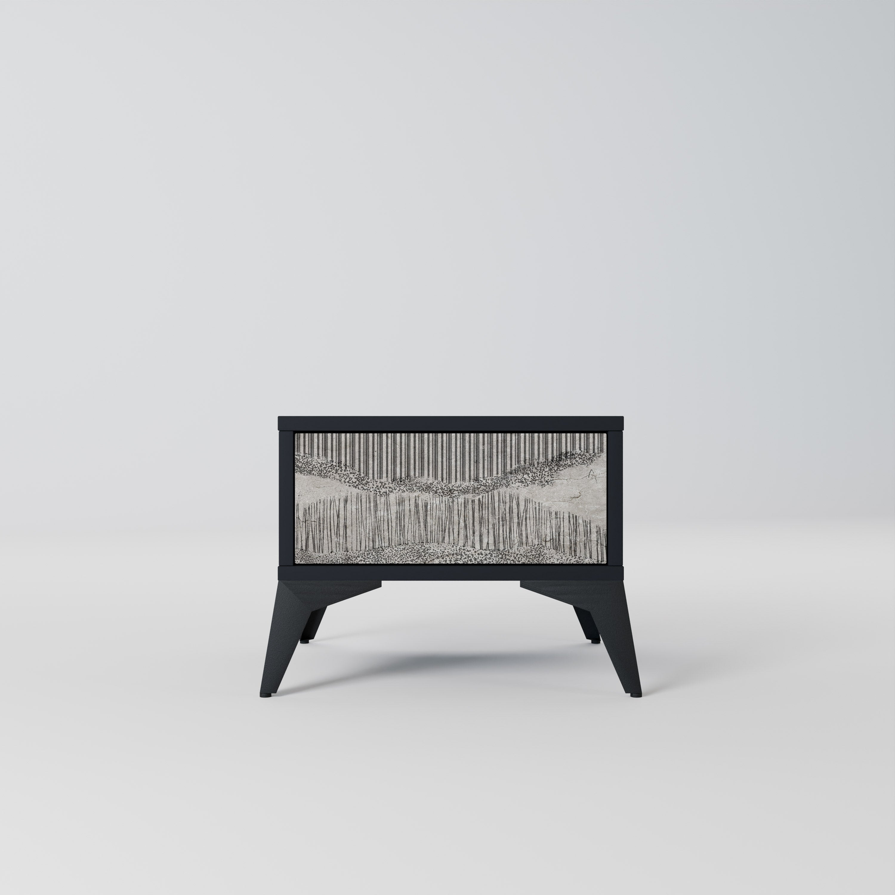 GRAIN LINES Nightstand in Black Finish