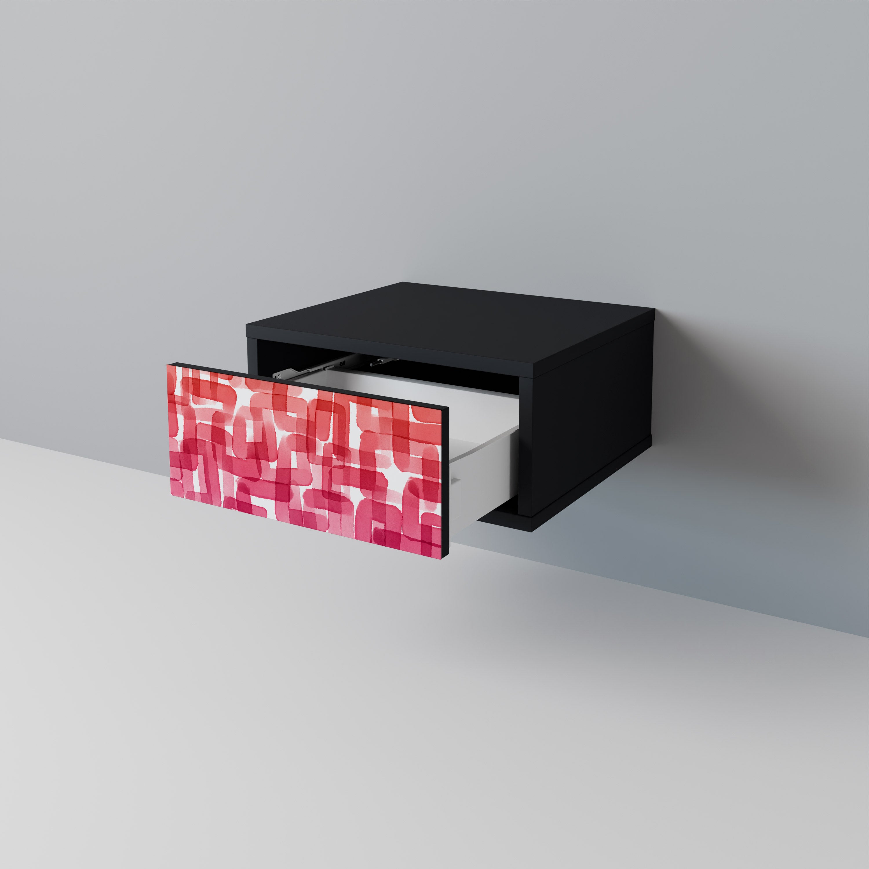 KALEIDOSCOPIC CUBISM Nightstand in Black Finish