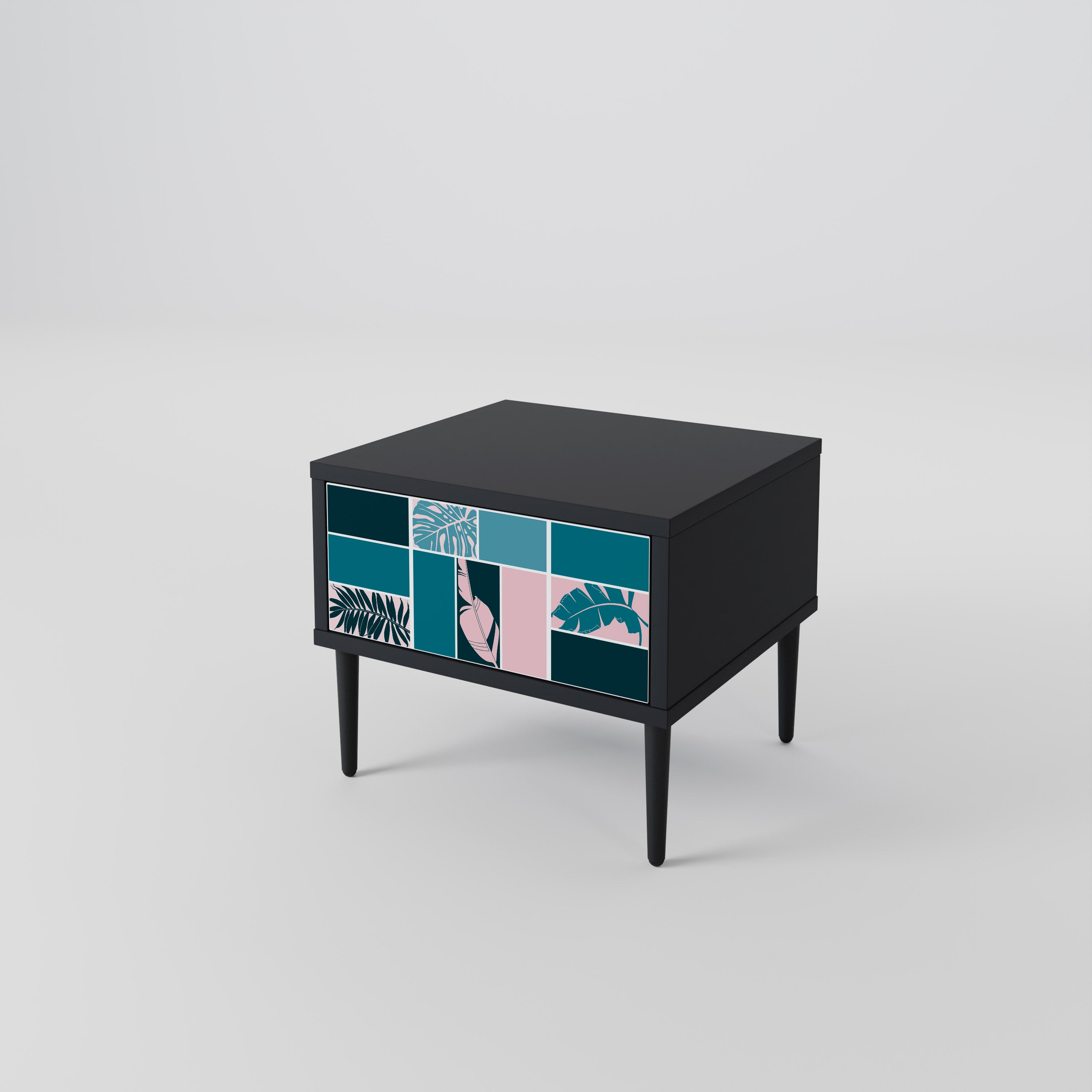 COMBINACIÓN DE FORMAS Mesita de noche en Acabado Negro