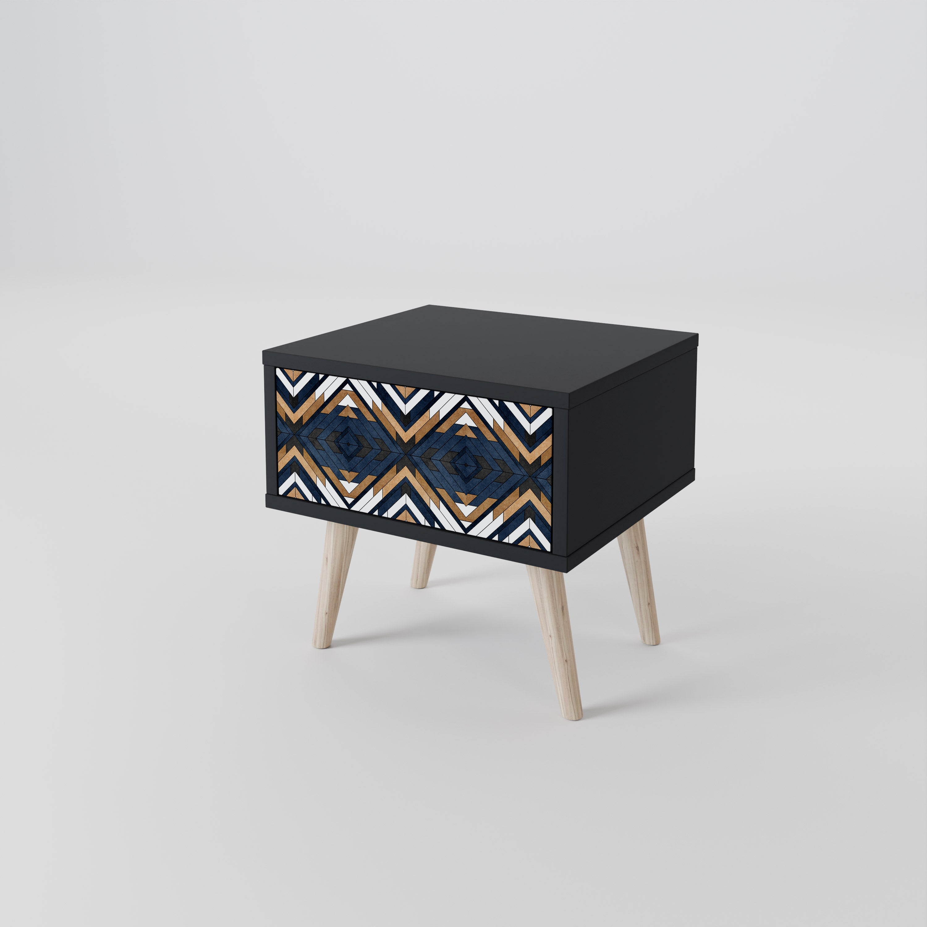 Mesita de noche ARTFUL GEOMETRY en acabado negro