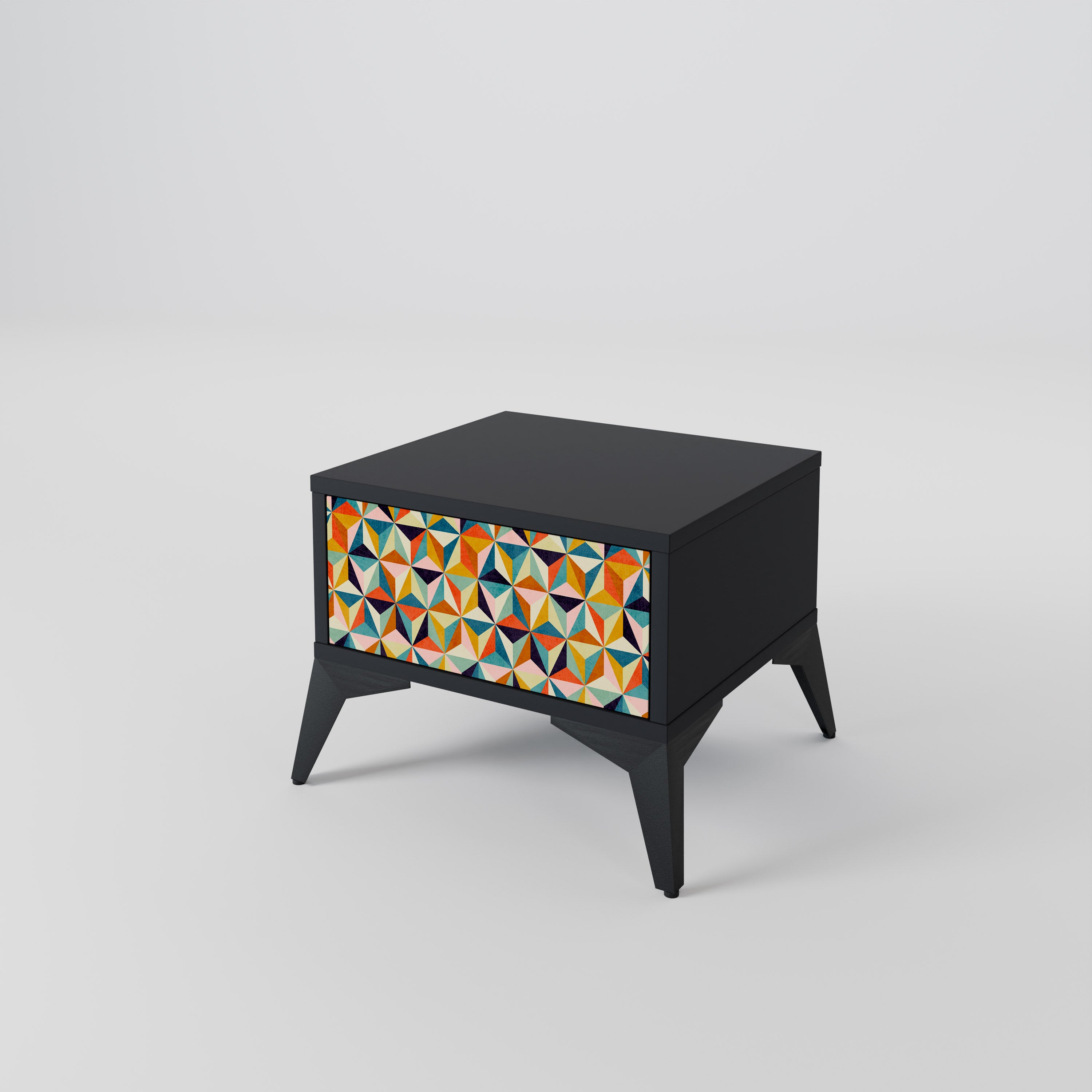 Mesita de noche TESSELATE TREASURES en acabado negro