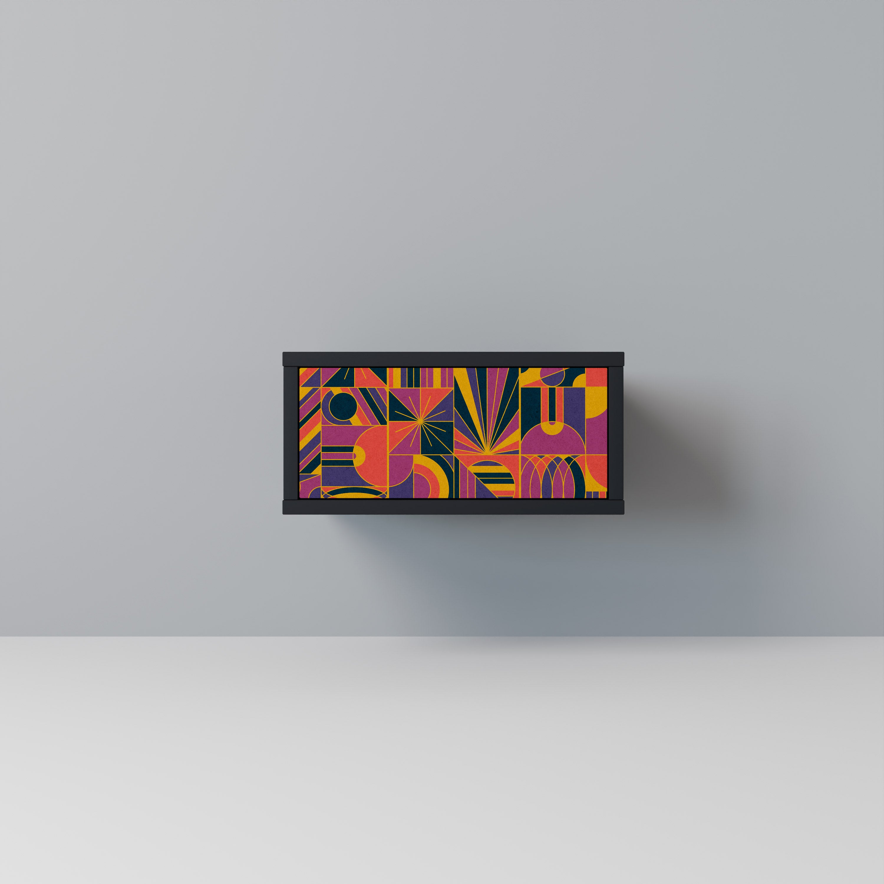 Mesita de noche ELECTRIC PATTERNS en acabado negro