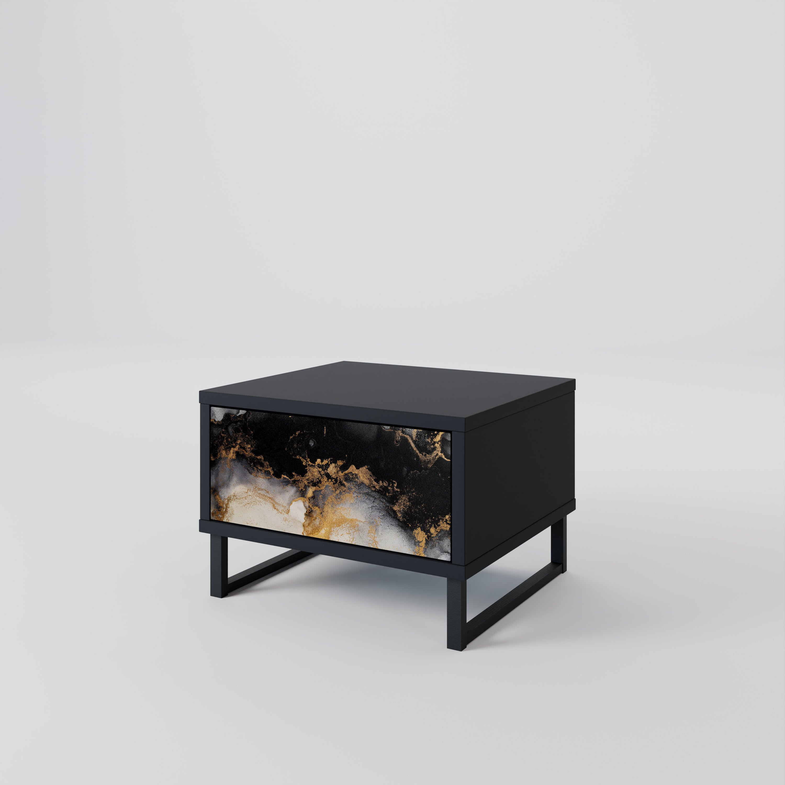 Mesita de noche MARBLE OF TOMORROW en acabado negro