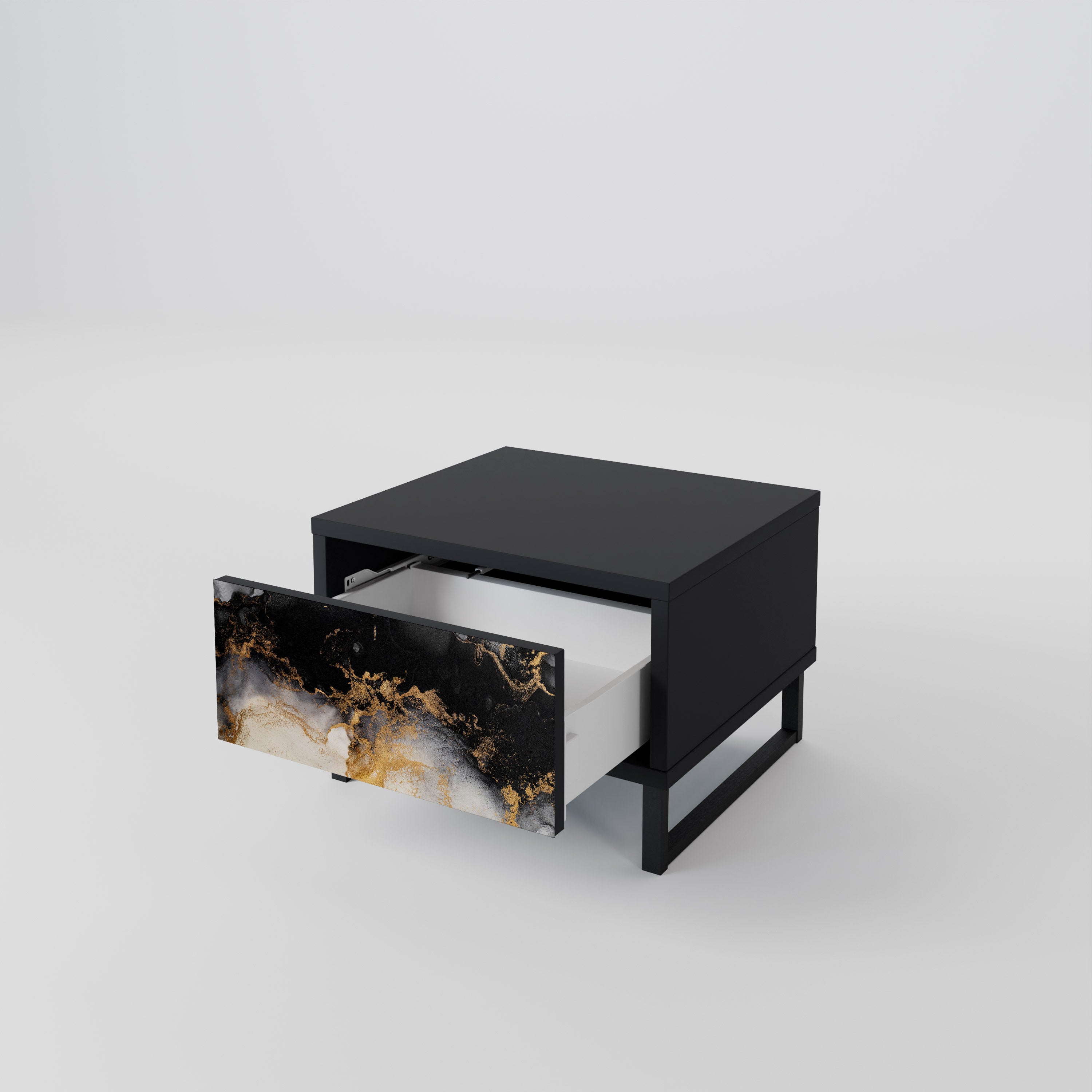 Mesita de noche MARBLE OF TOMORROW en acabado negro