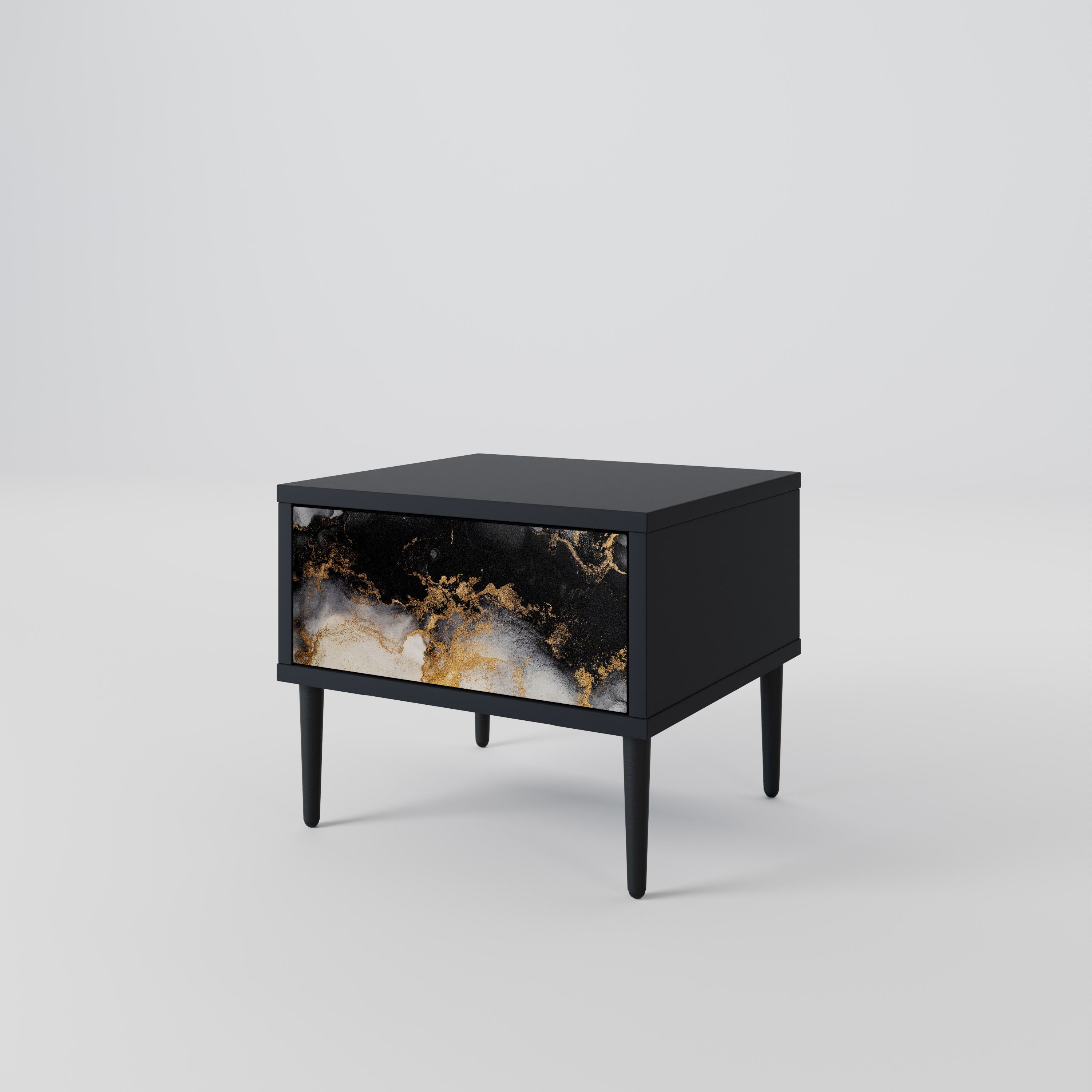 Mesita de noche MARBLE OF TOMORROW en acabado negro