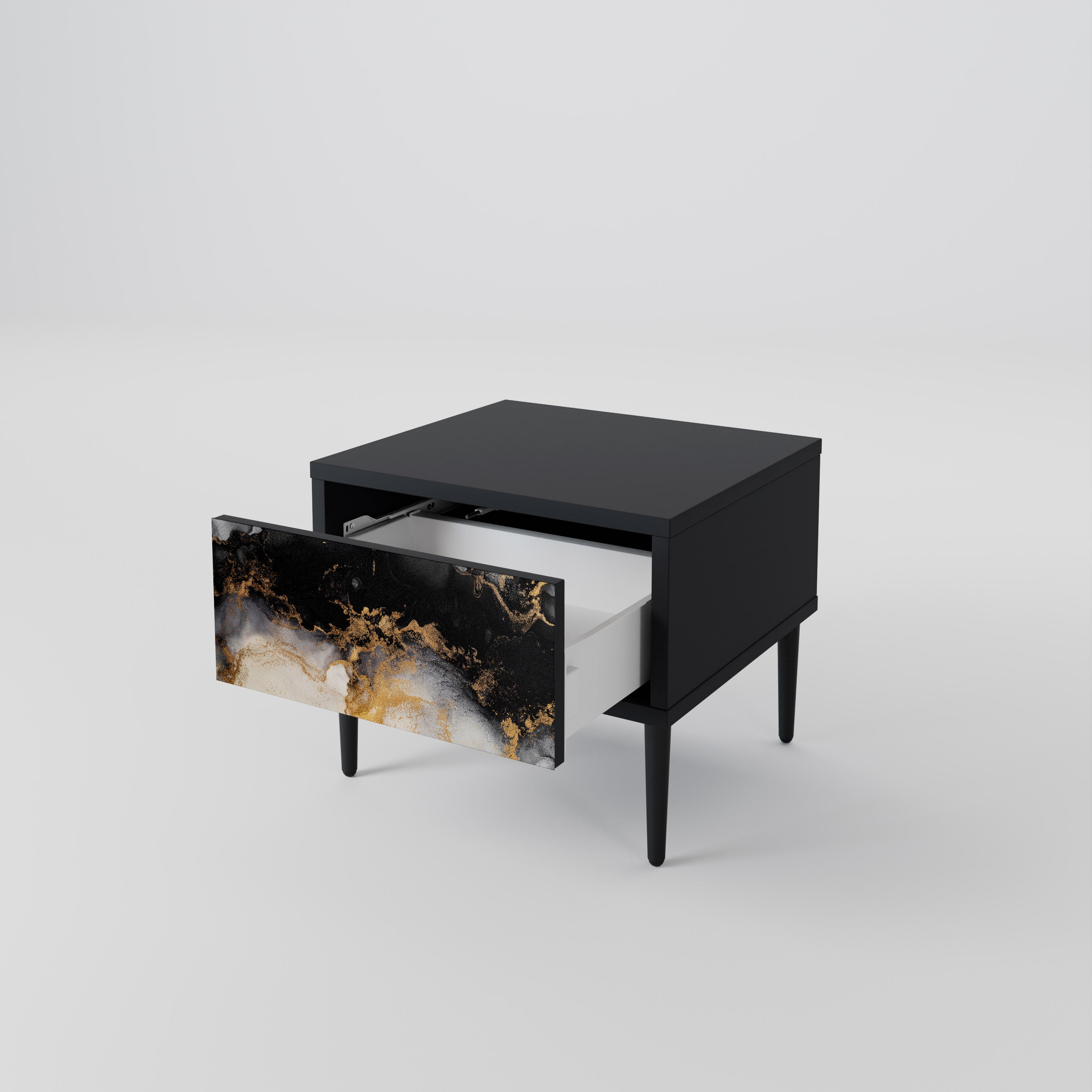 Mesita de noche MARBLE OF TOMORROW en acabado negro