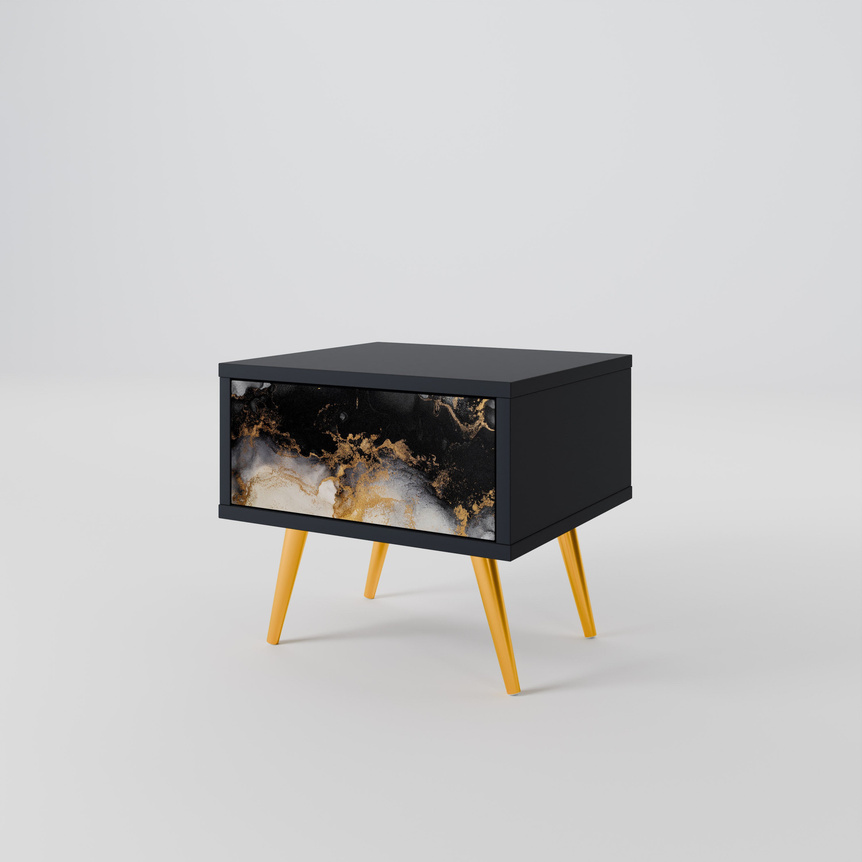 Mesita de noche MARBLE OF TOMORROW en acabado negro