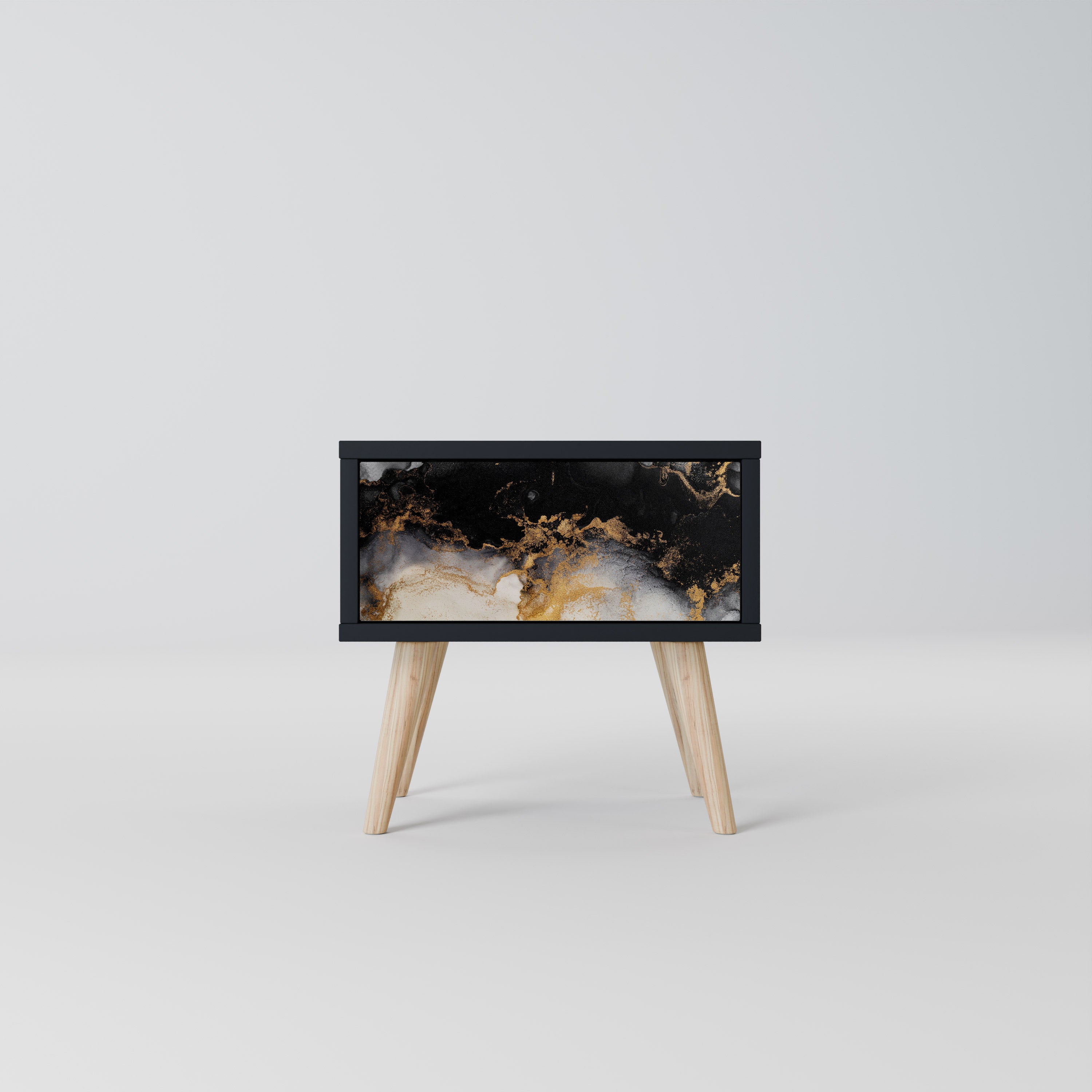 Mesita de noche MARBLE OF TOMORROW en acabado negro