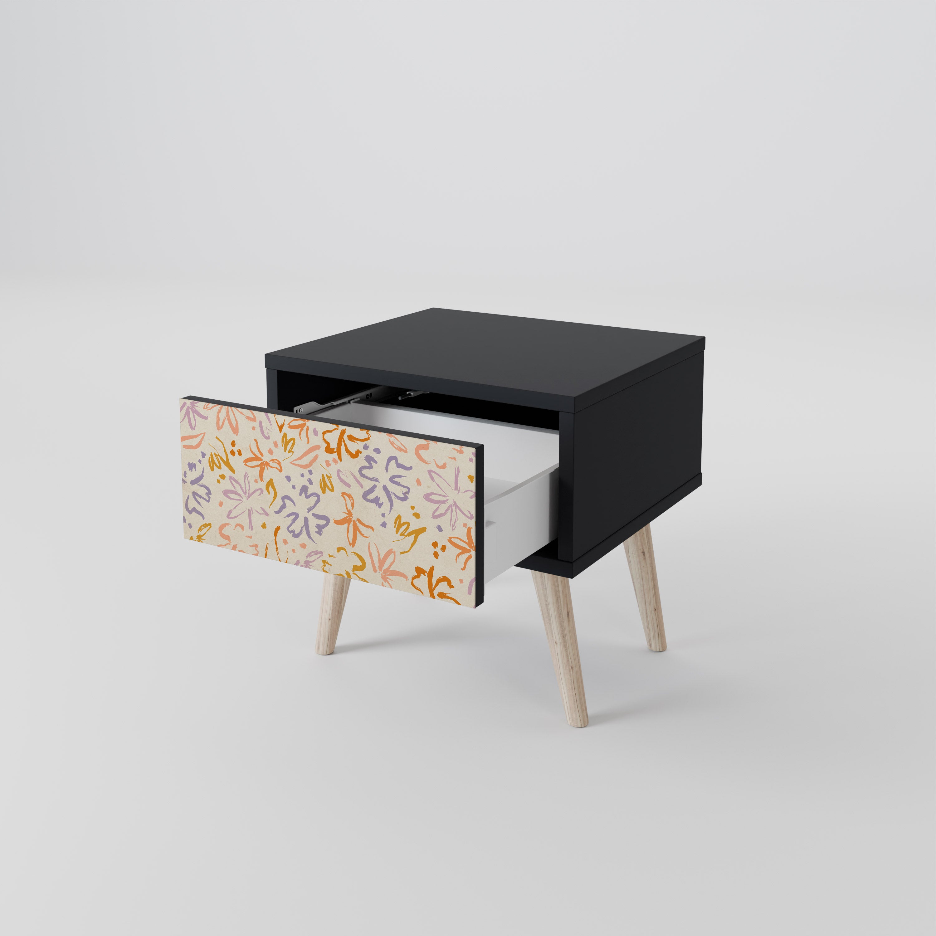 Mesita de noche SPRING WHIMSY en acabado negro
