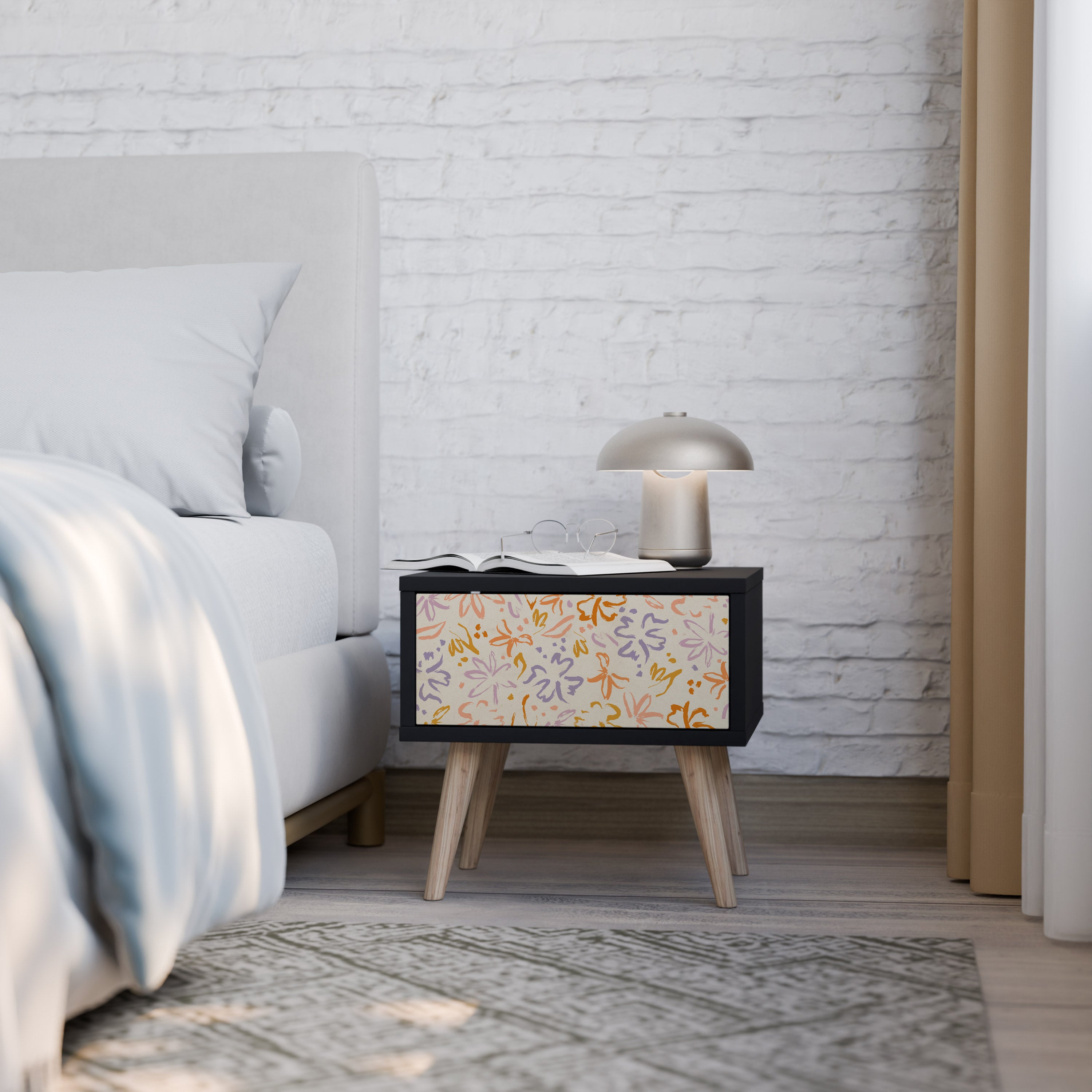 Mesita de noche SPRING WHIMSY en acabado negro