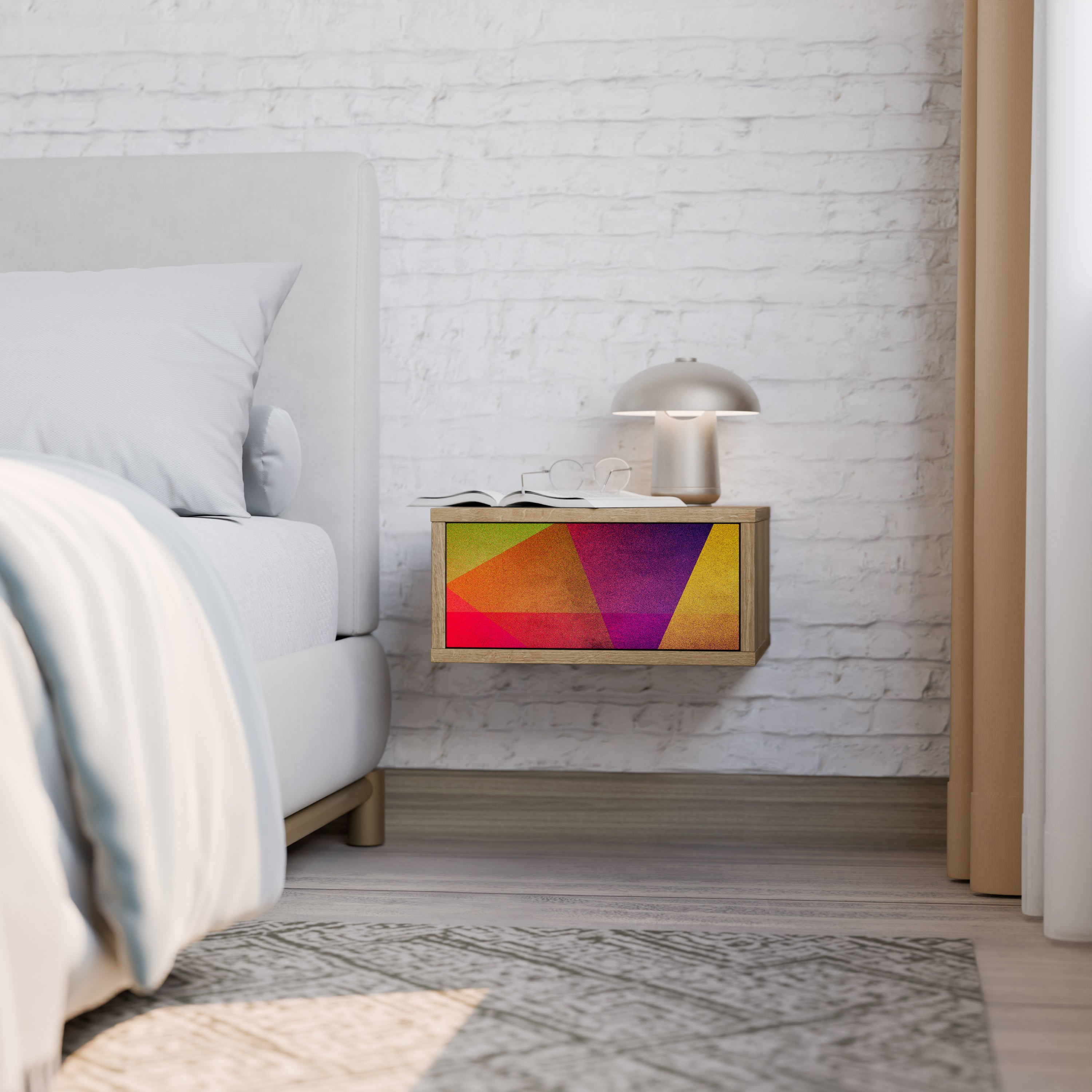 VIVID GEOMETRY Nightstand in Oak Effect