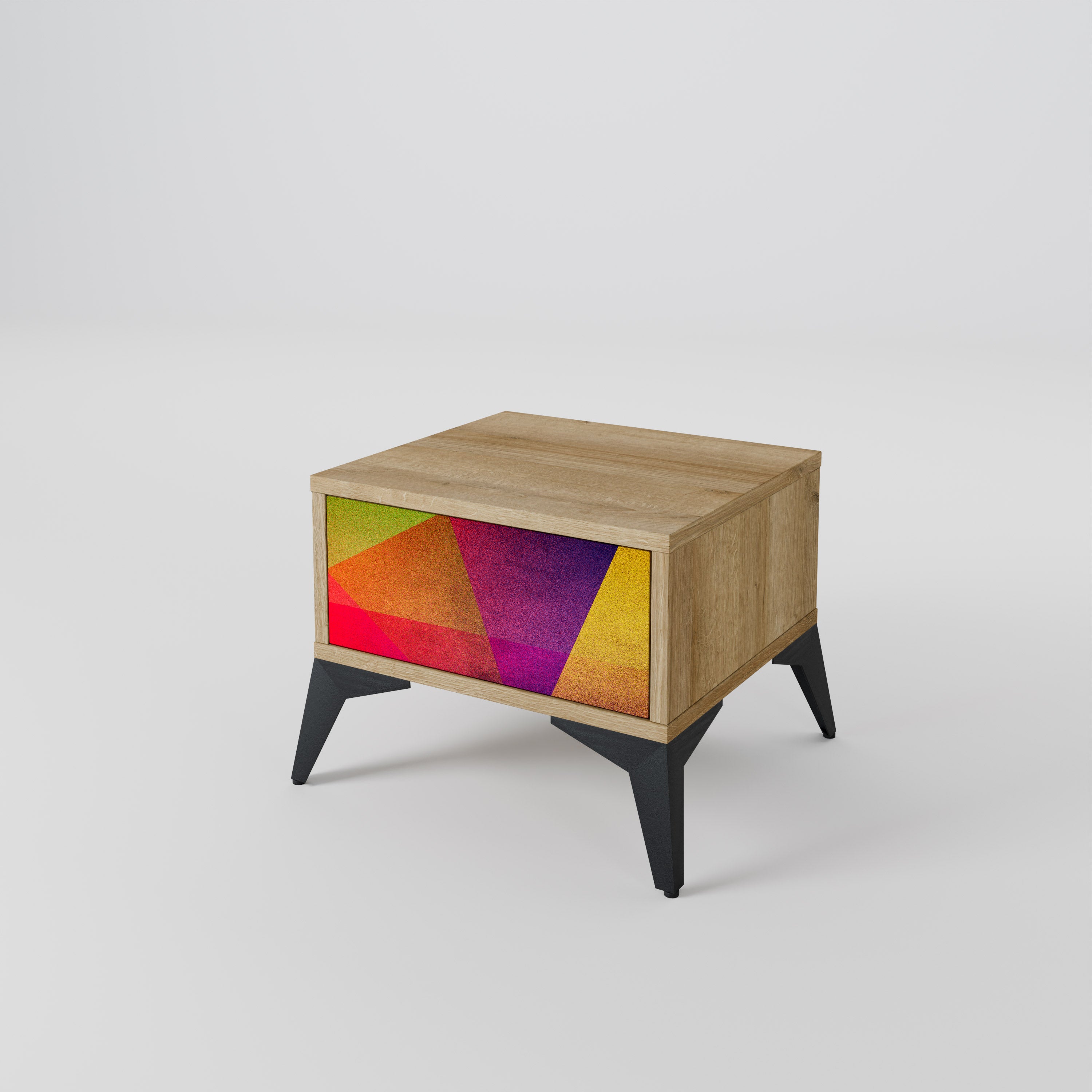 VIVID GEOMETRY Nightstand in Oak Effect