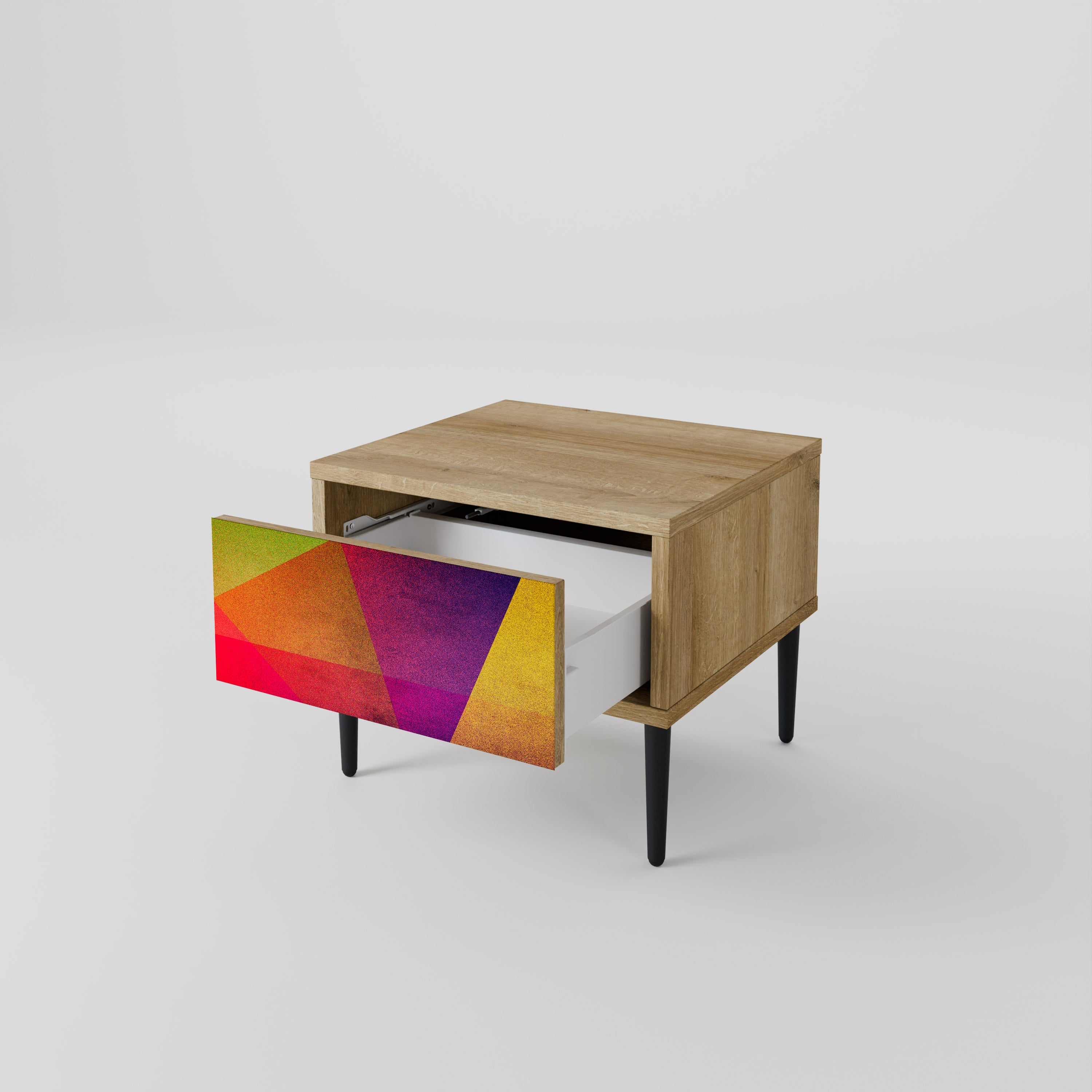 VIVID GEOMETRY Nightstand in Oak Effect