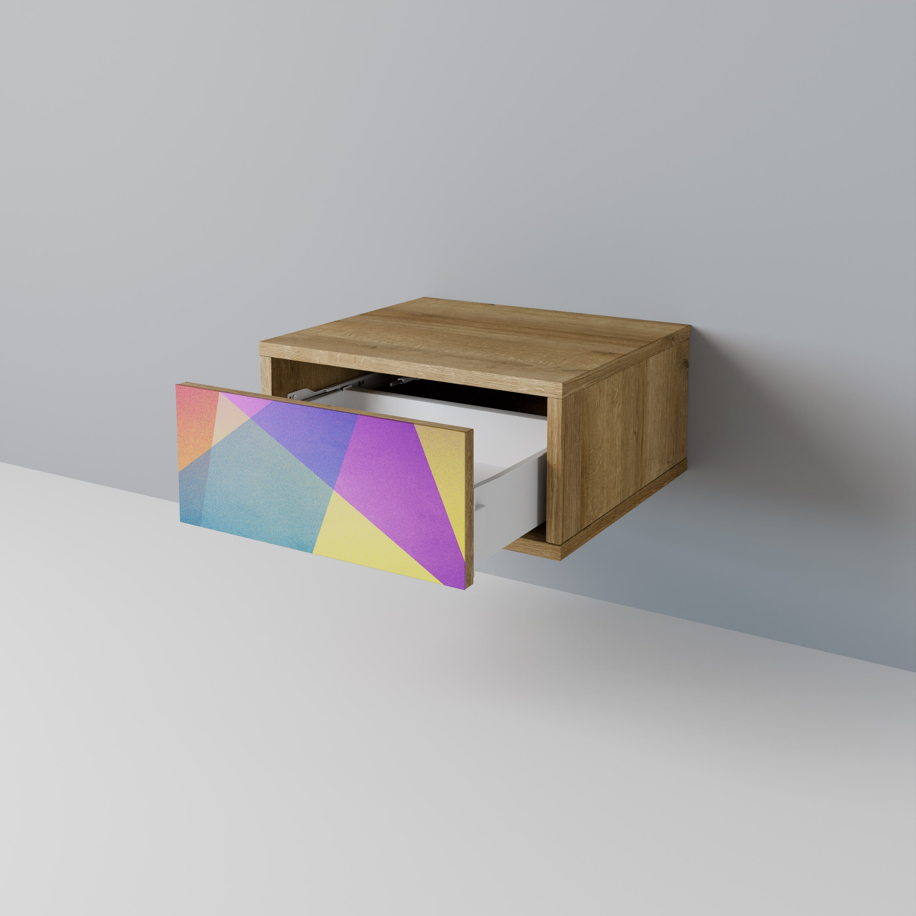 BRIGHT GEOMETRY Nightstand in Oak Effect