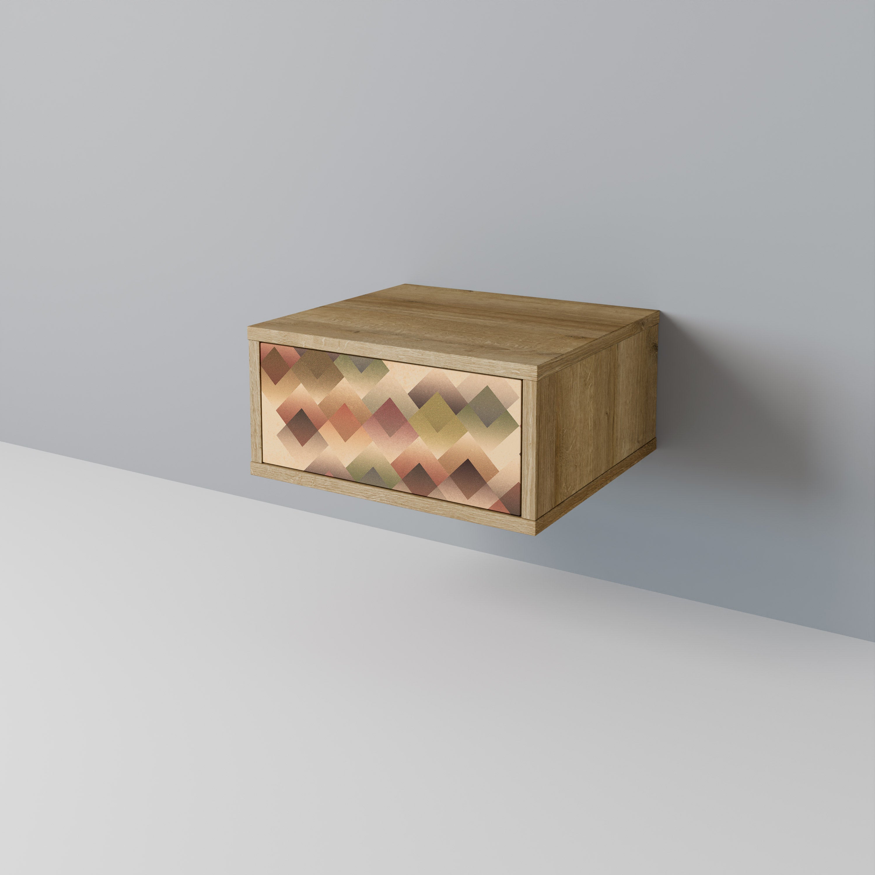 Mesita de noche GEOMETRIC FUSION efecto roble