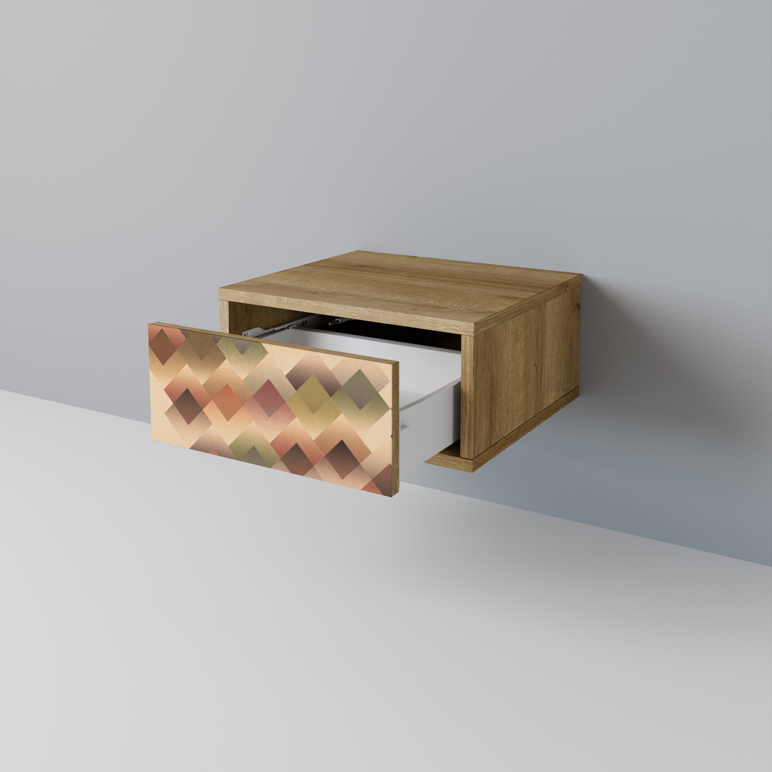 Mesita de noche GEOMETRIC FUSION efecto roble
