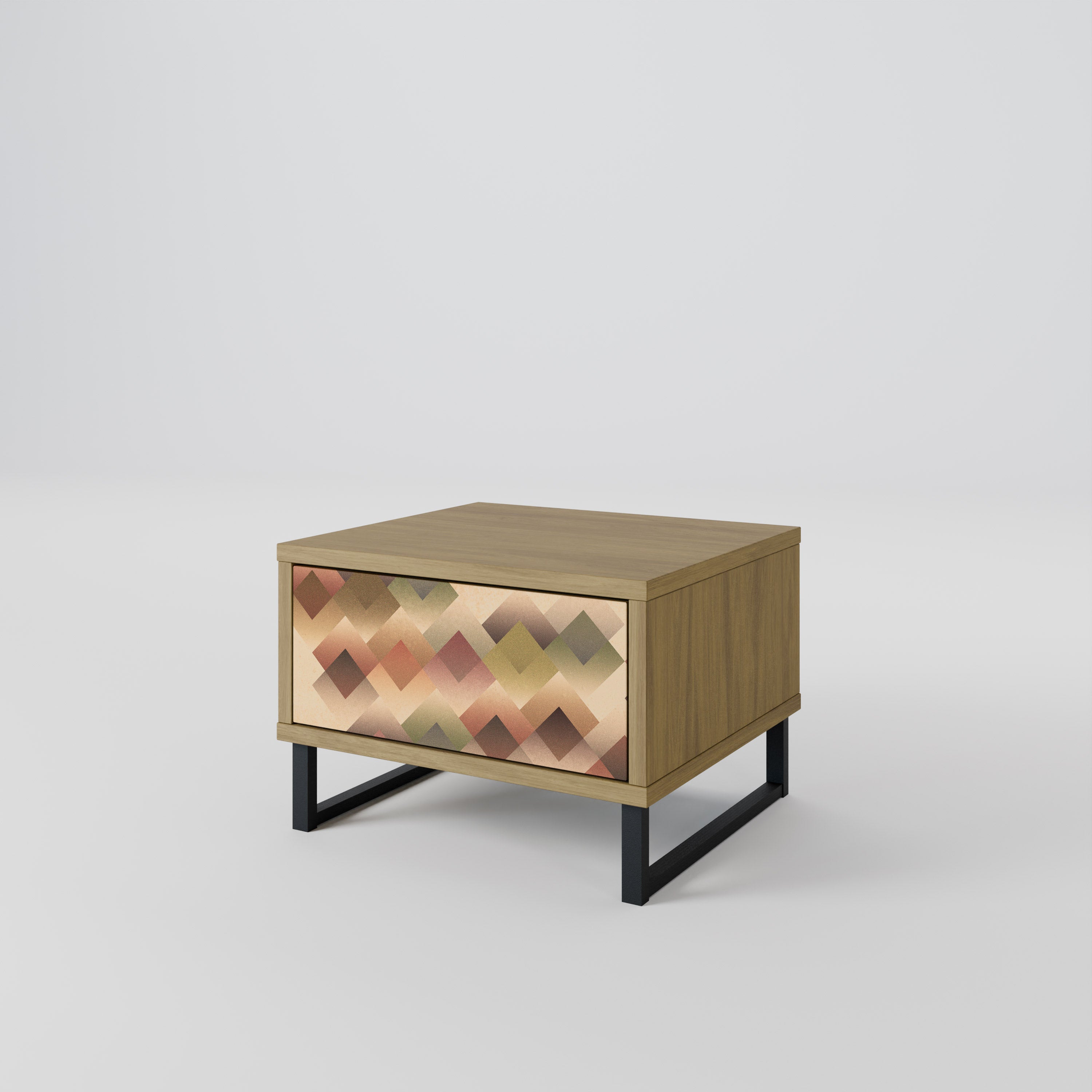 Mesita de noche GEOMETRIC FUSION efecto roble