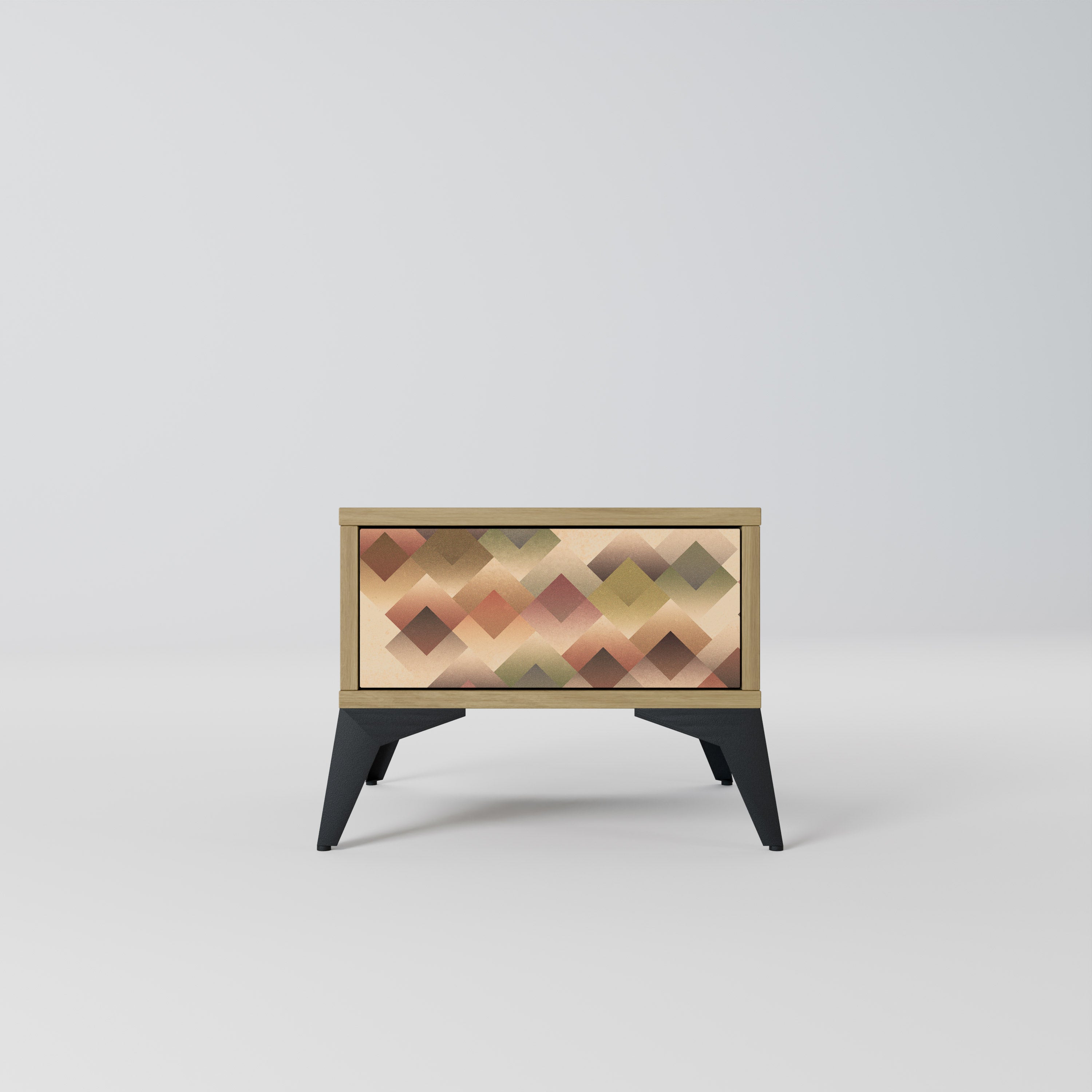 Mesita de noche GEOMETRIC FUSION efecto roble