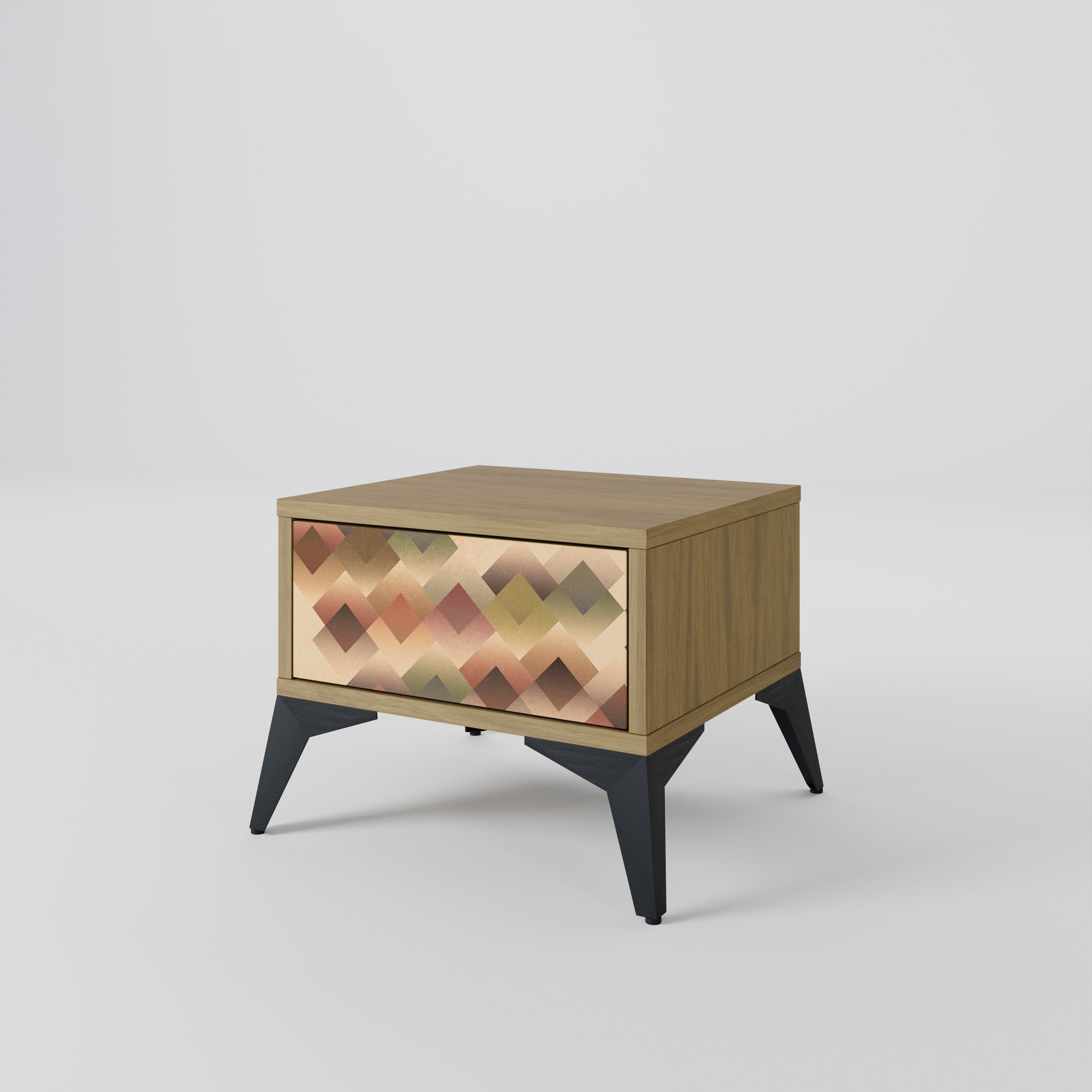 Mesita de noche GEOMETRIC FUSION efecto roble