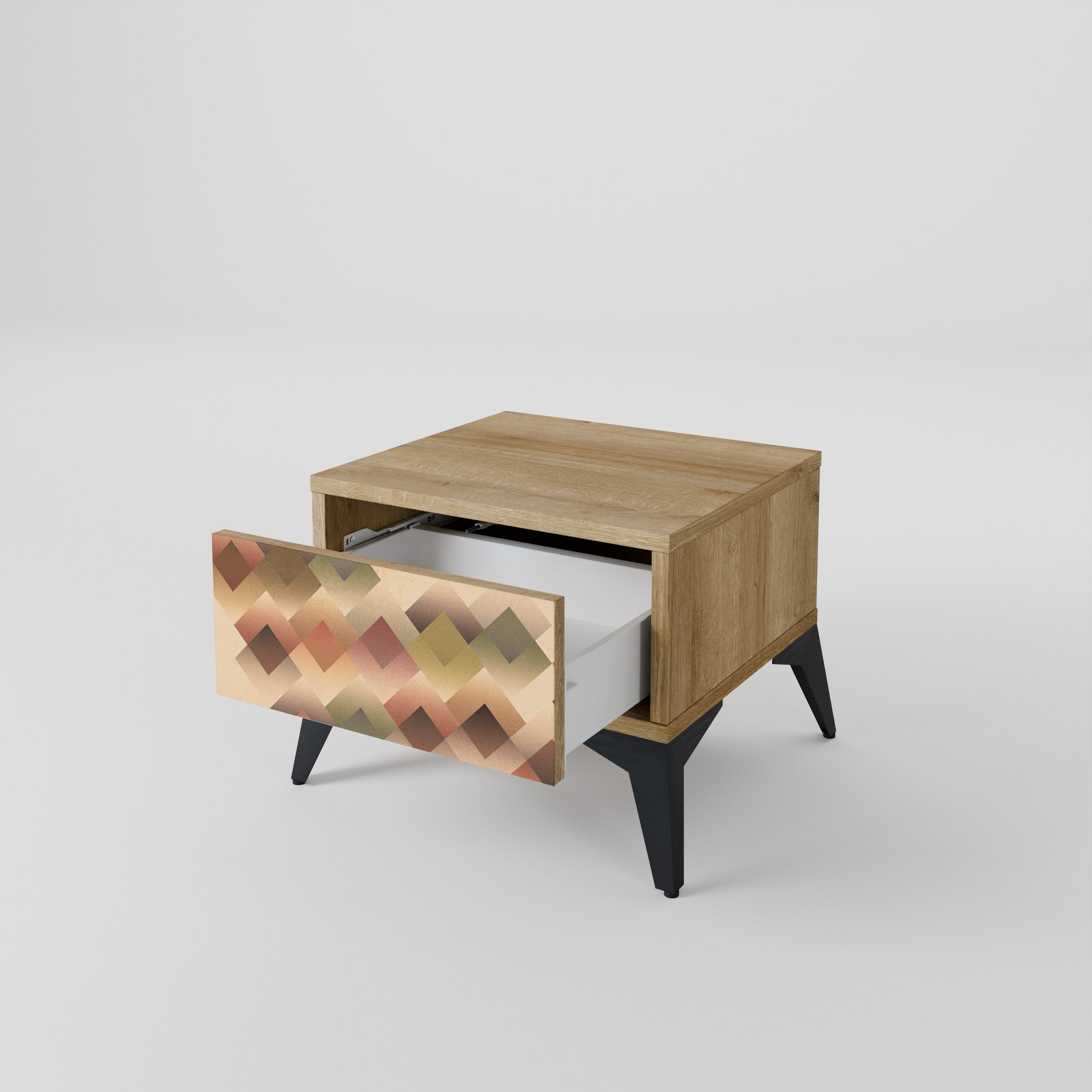 Mesita de noche GEOMETRIC FUSION efecto roble