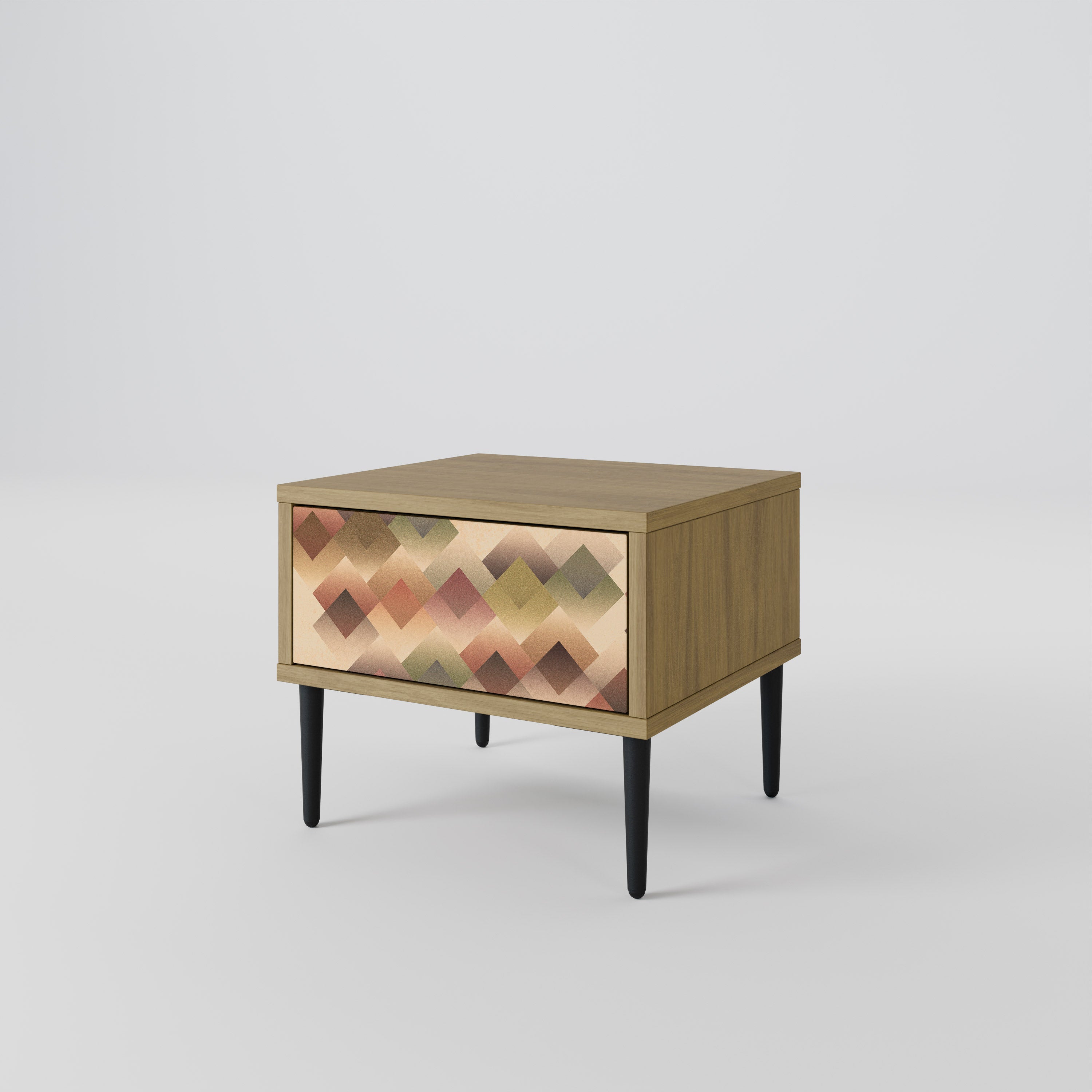 Mesita de noche GEOMETRIC FUSION efecto roble