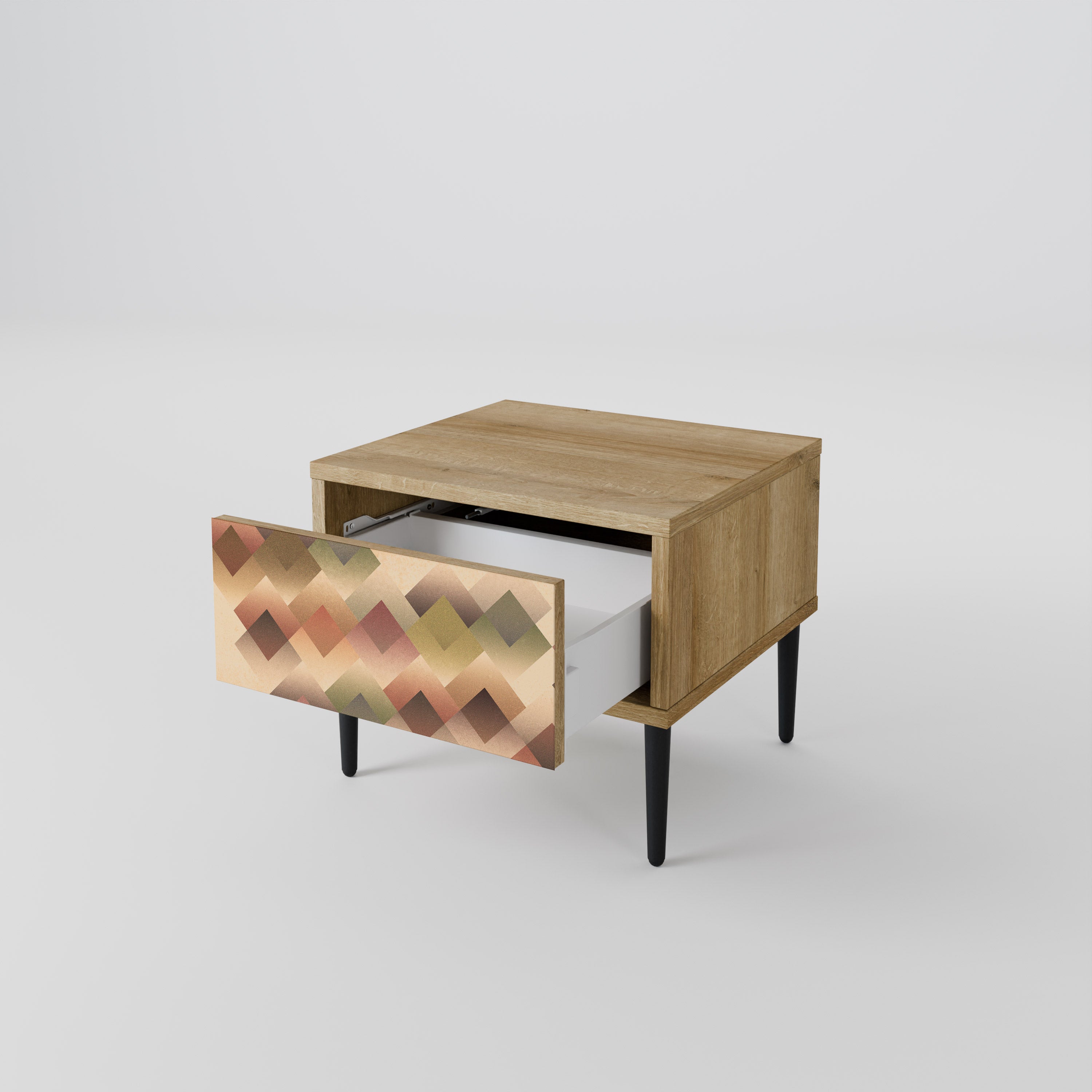 Mesita de noche GEOMETRIC FUSION efecto roble