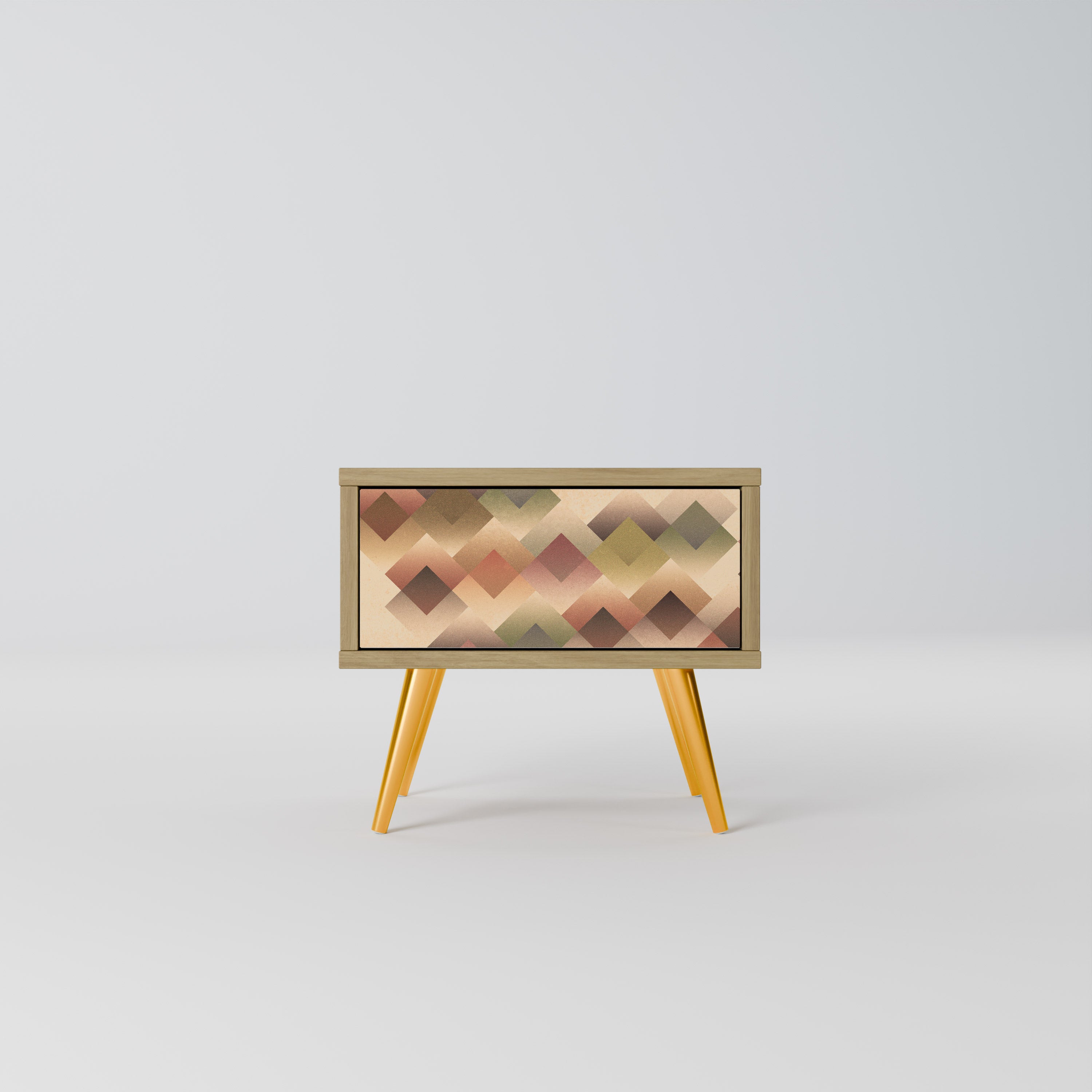 Mesita de noche GEOMETRIC FUSION efecto roble