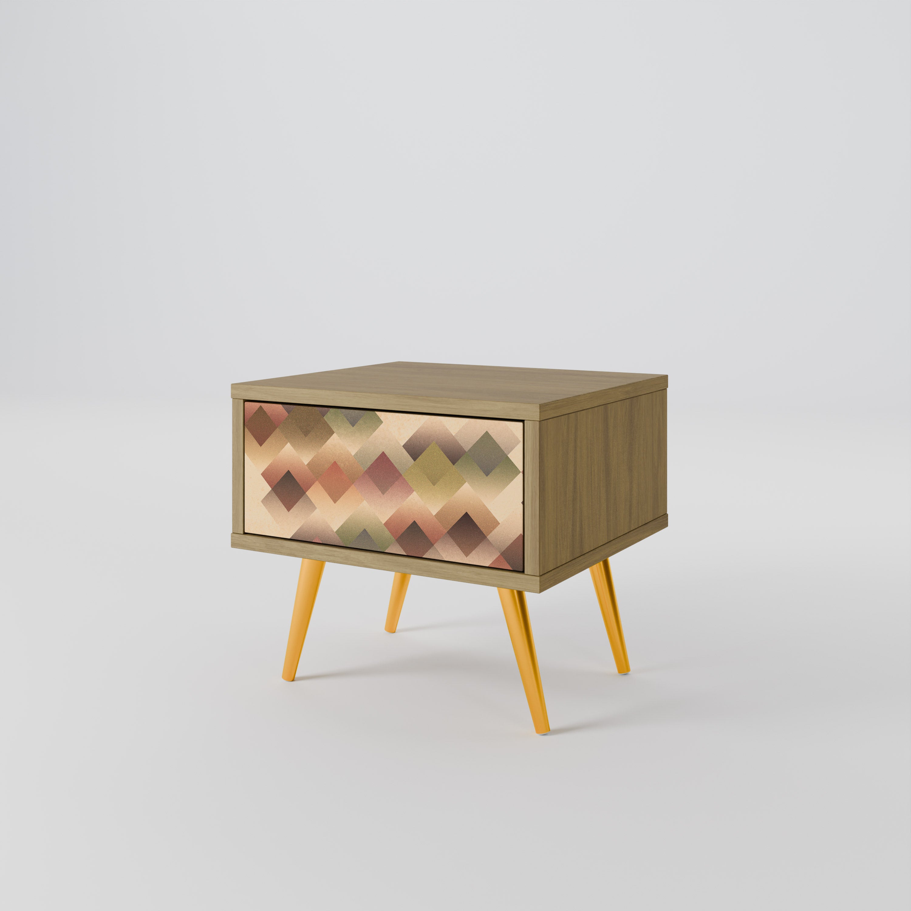 Mesita de noche GEOMETRIC FUSION efecto roble
