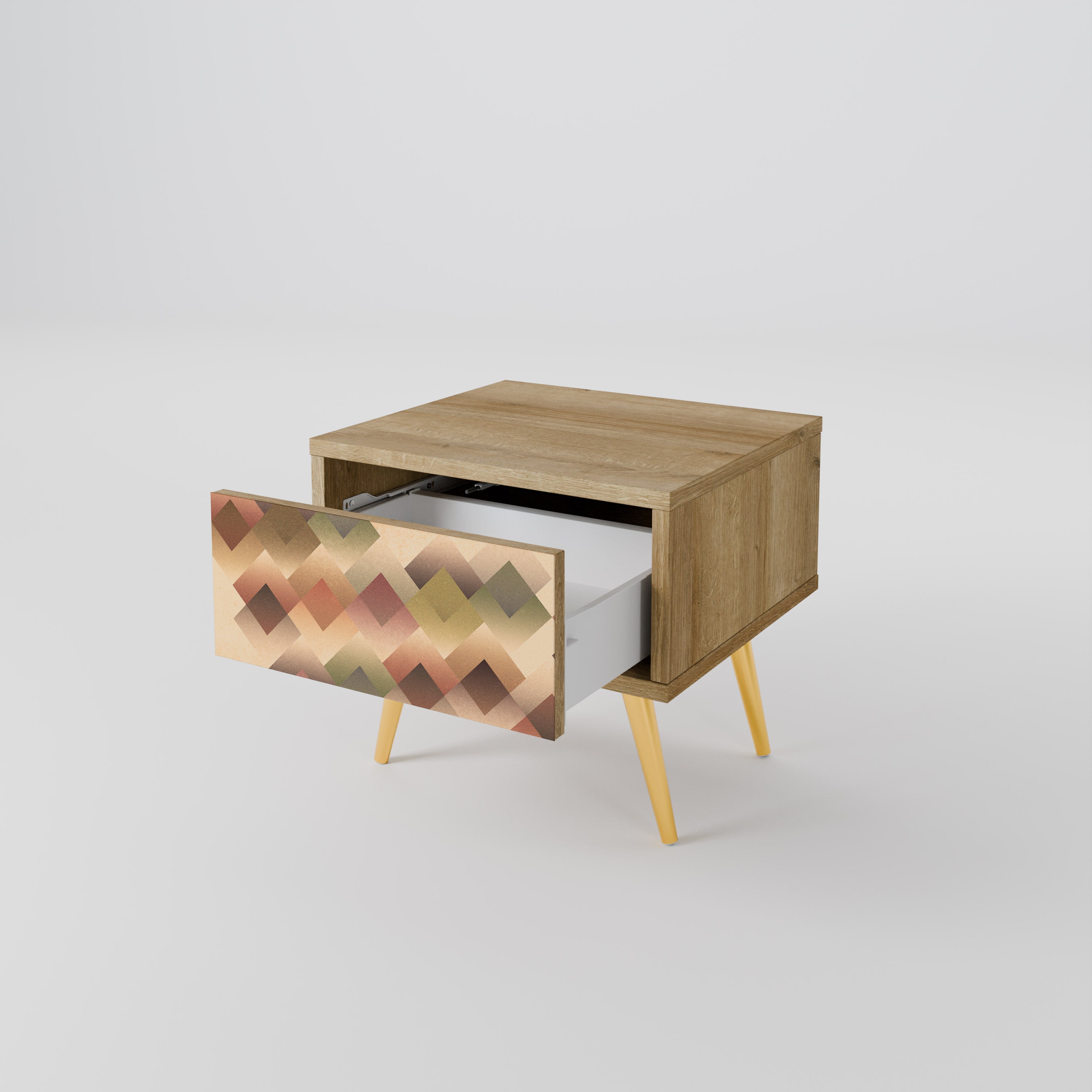 Mesita de noche GEOMETRIC FUSION efecto roble