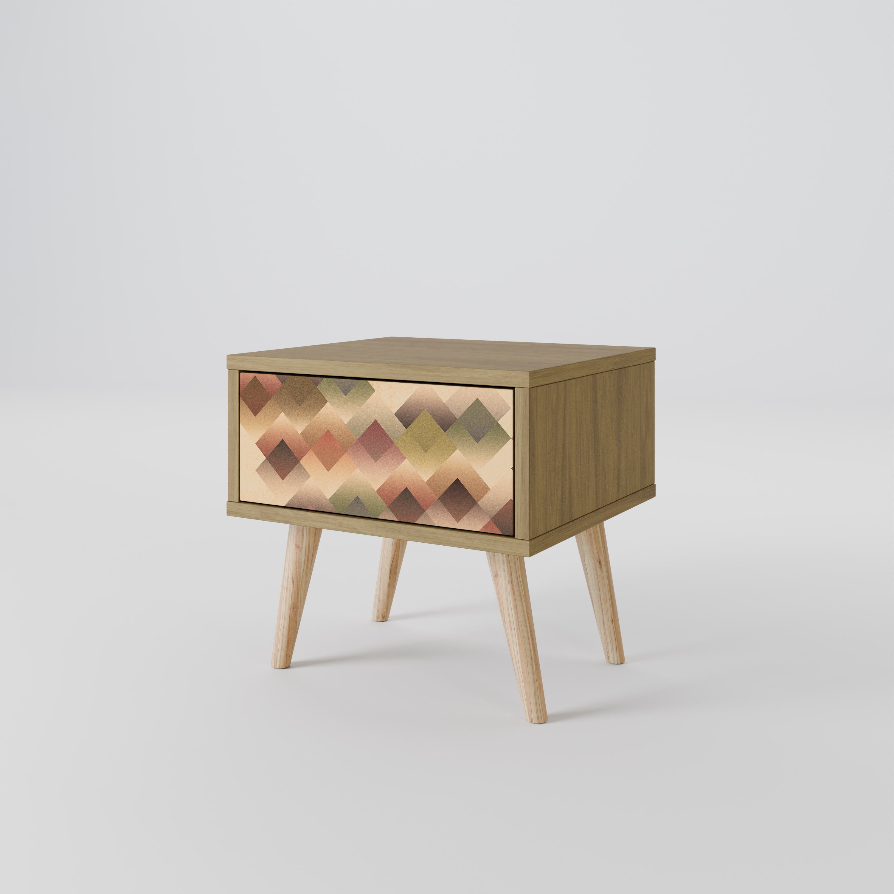 Mesita de noche GEOMETRIC FUSION efecto roble