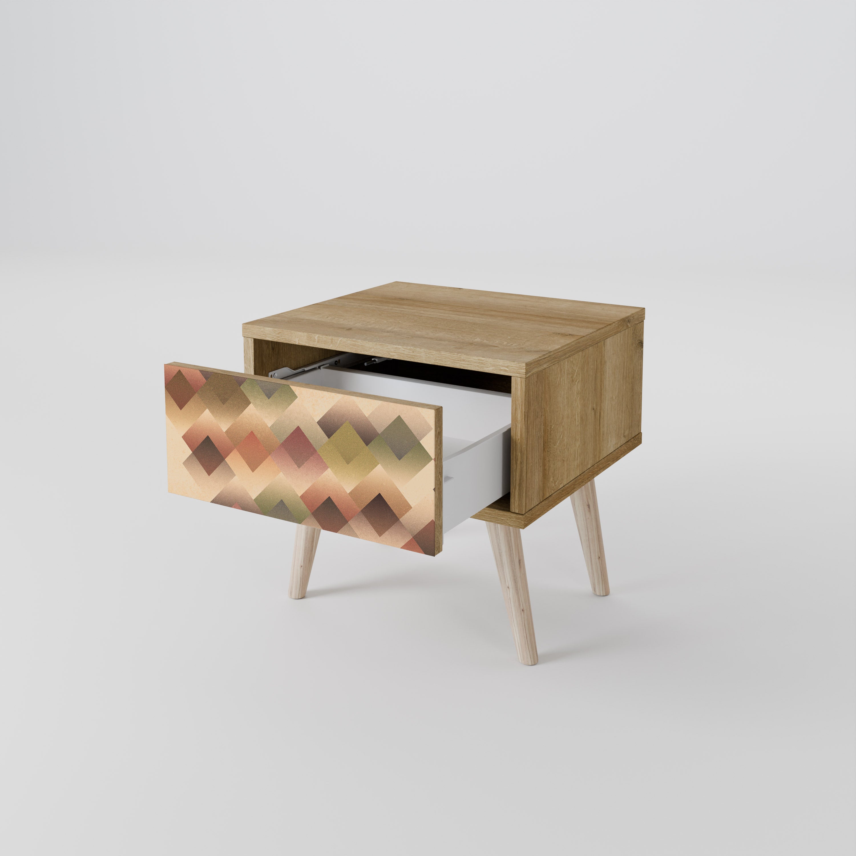 Mesita de noche GEOMETRIC FUSION efecto roble