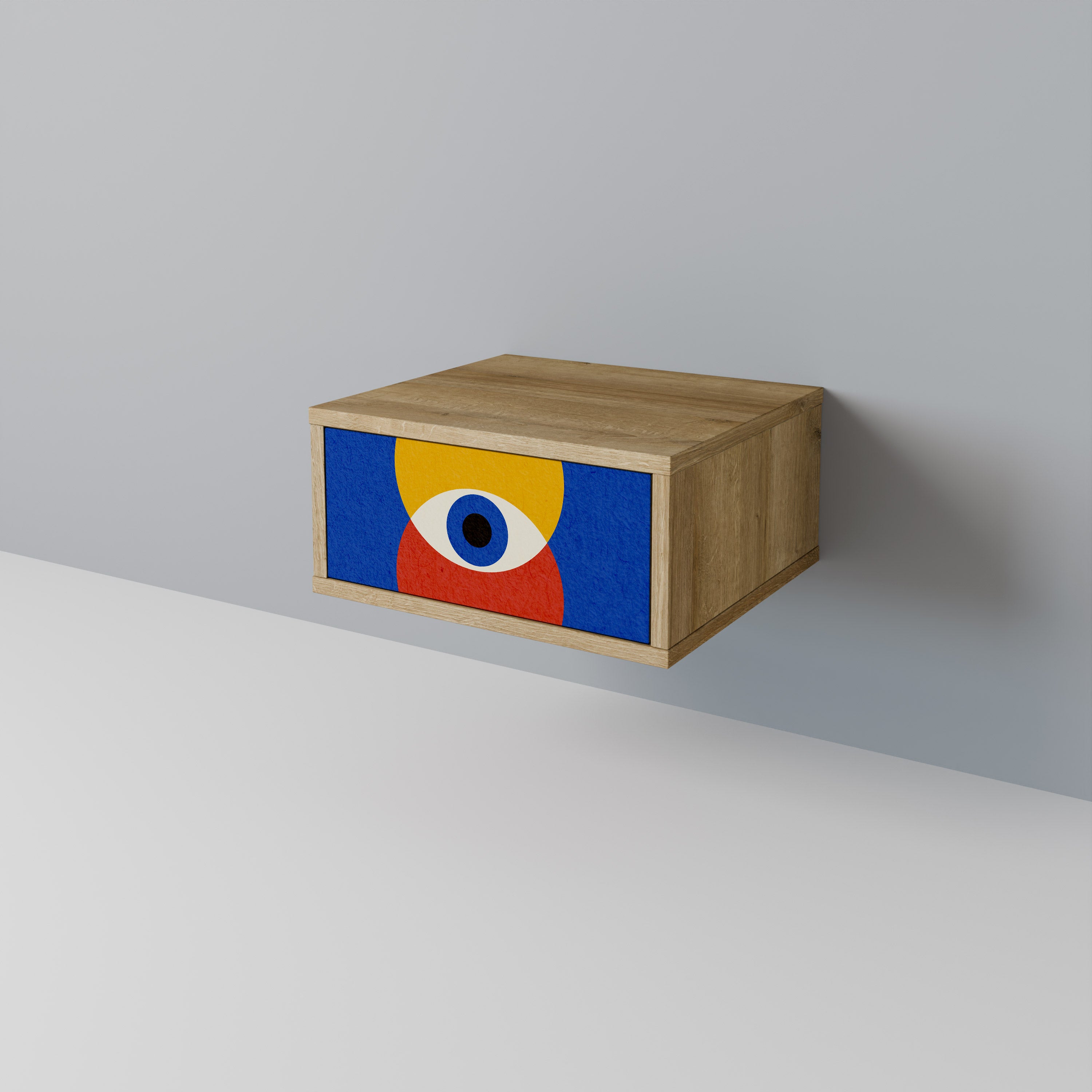 Mesita de noche GEOMETRIC EYES efecto roble
