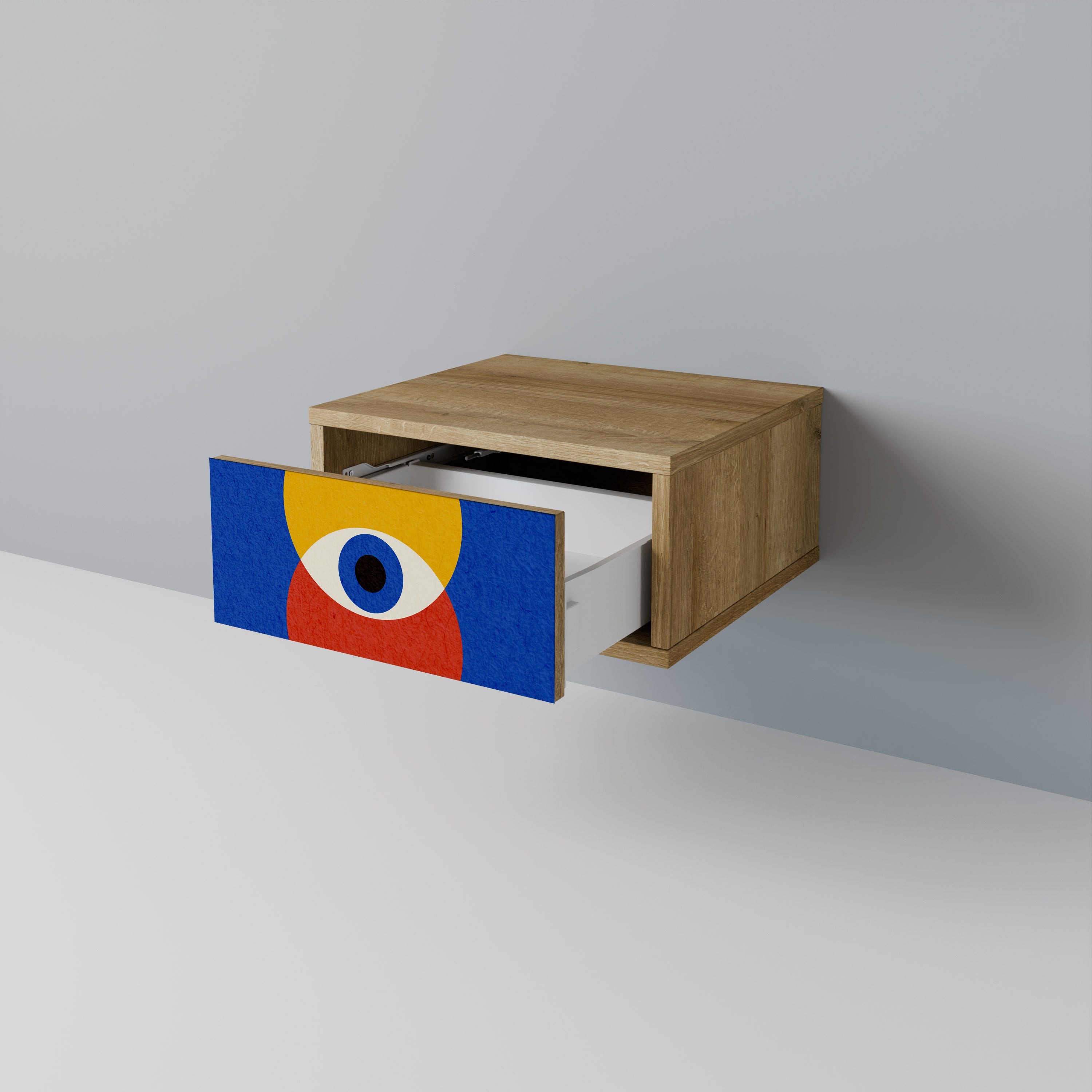 Mesita de noche GEOMETRIC EYES efecto roble