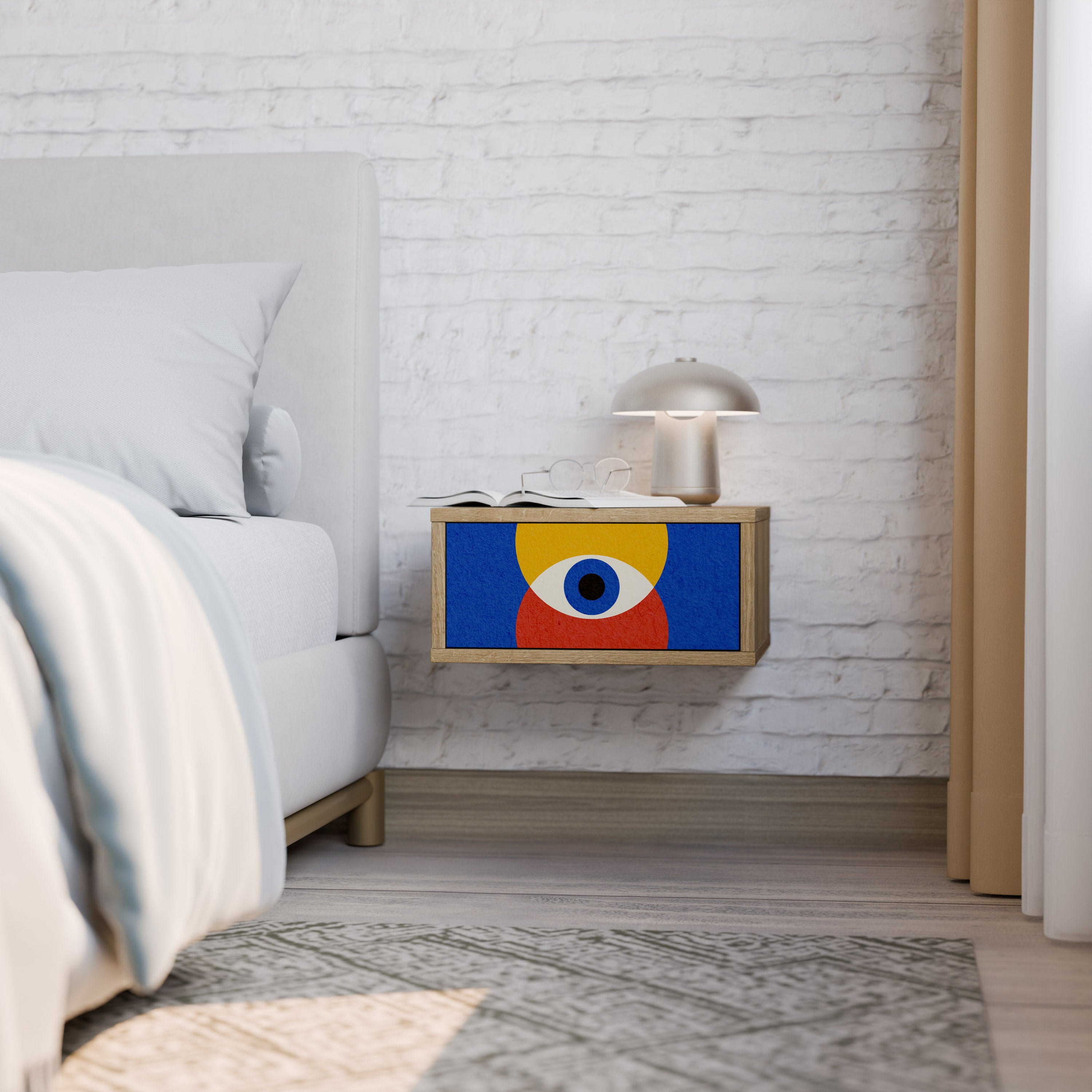 Mesita de noche GEOMETRIC EYES efecto roble
