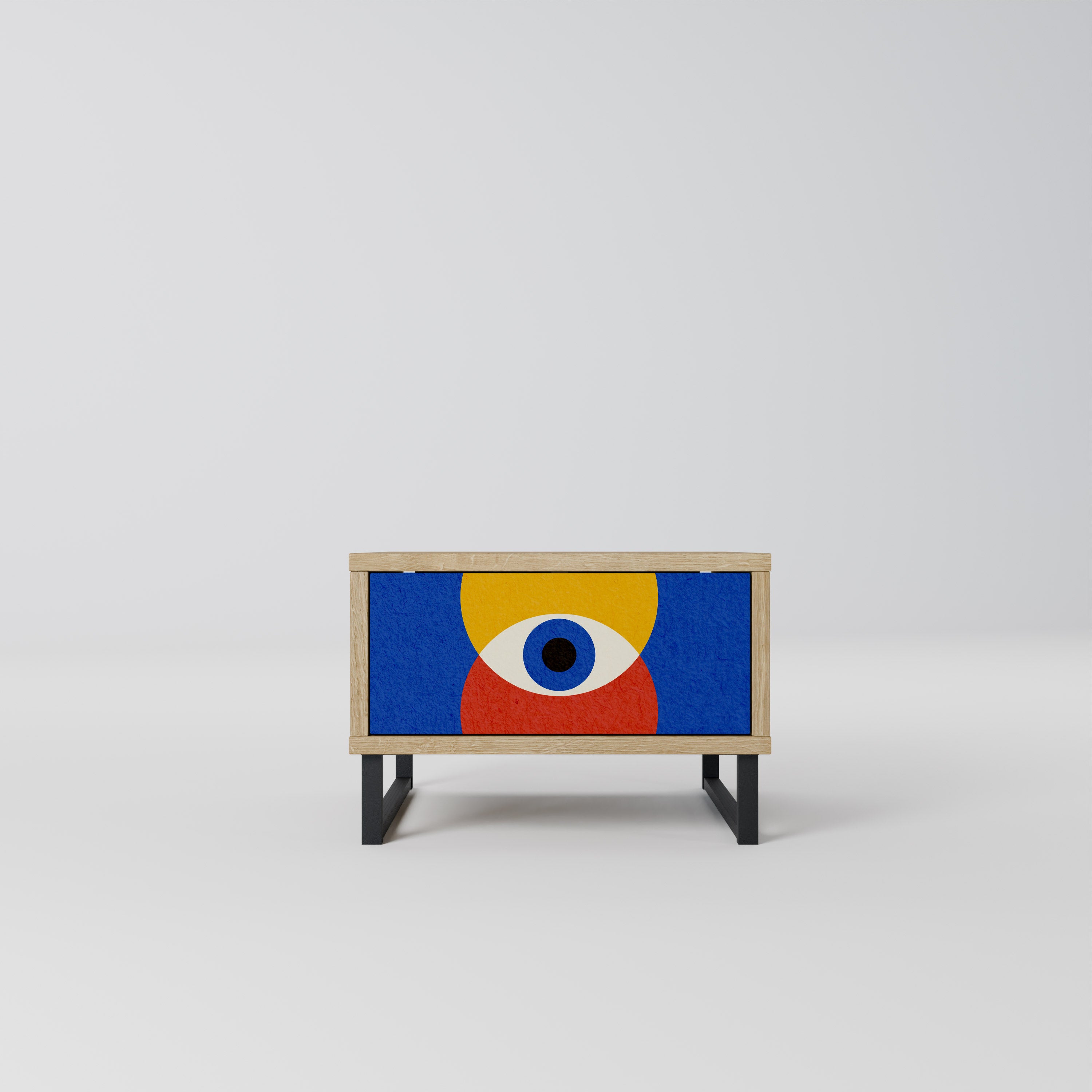 Mesita de noche GEOMETRIC EYES efecto roble