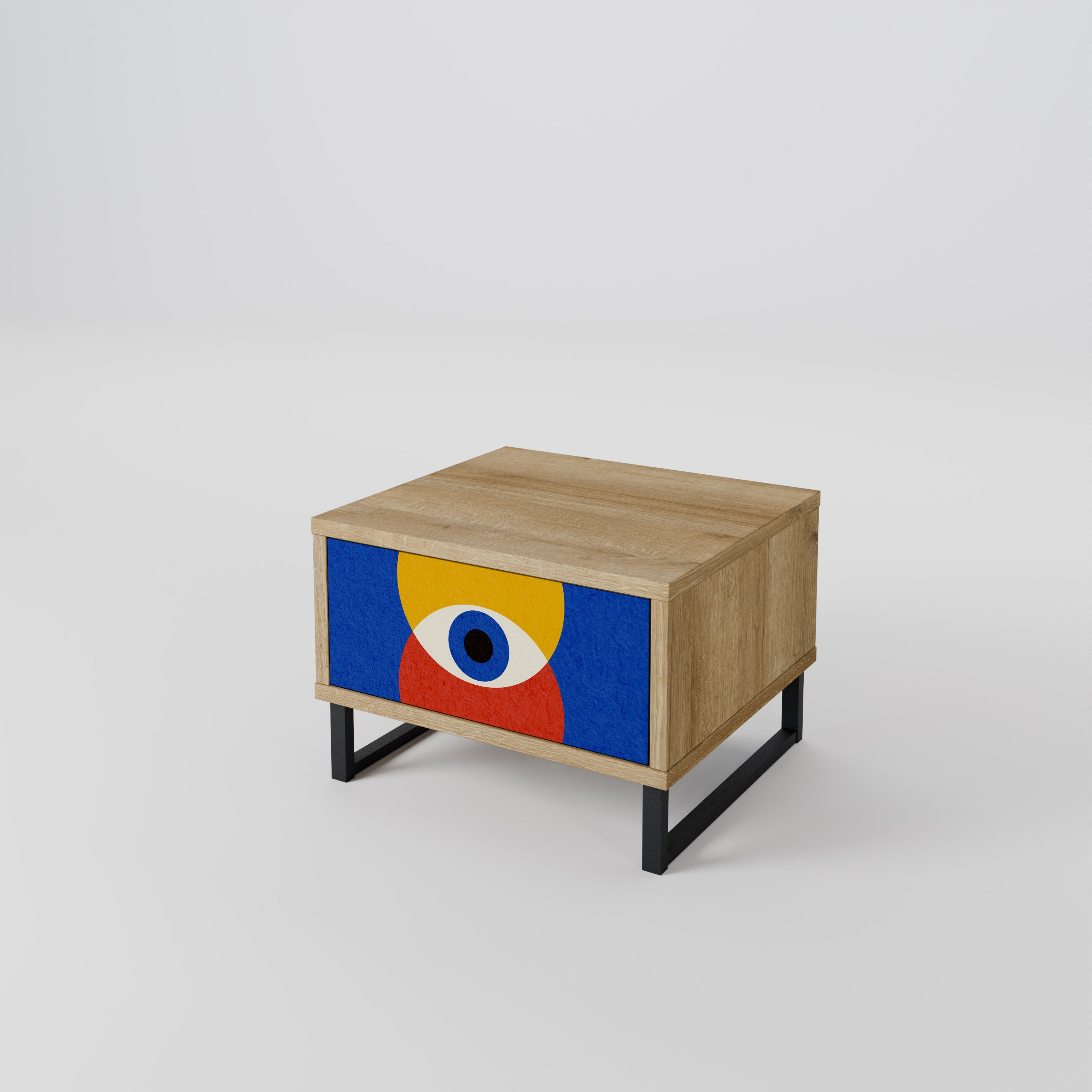 Mesita de noche GEOMETRIC EYES efecto roble