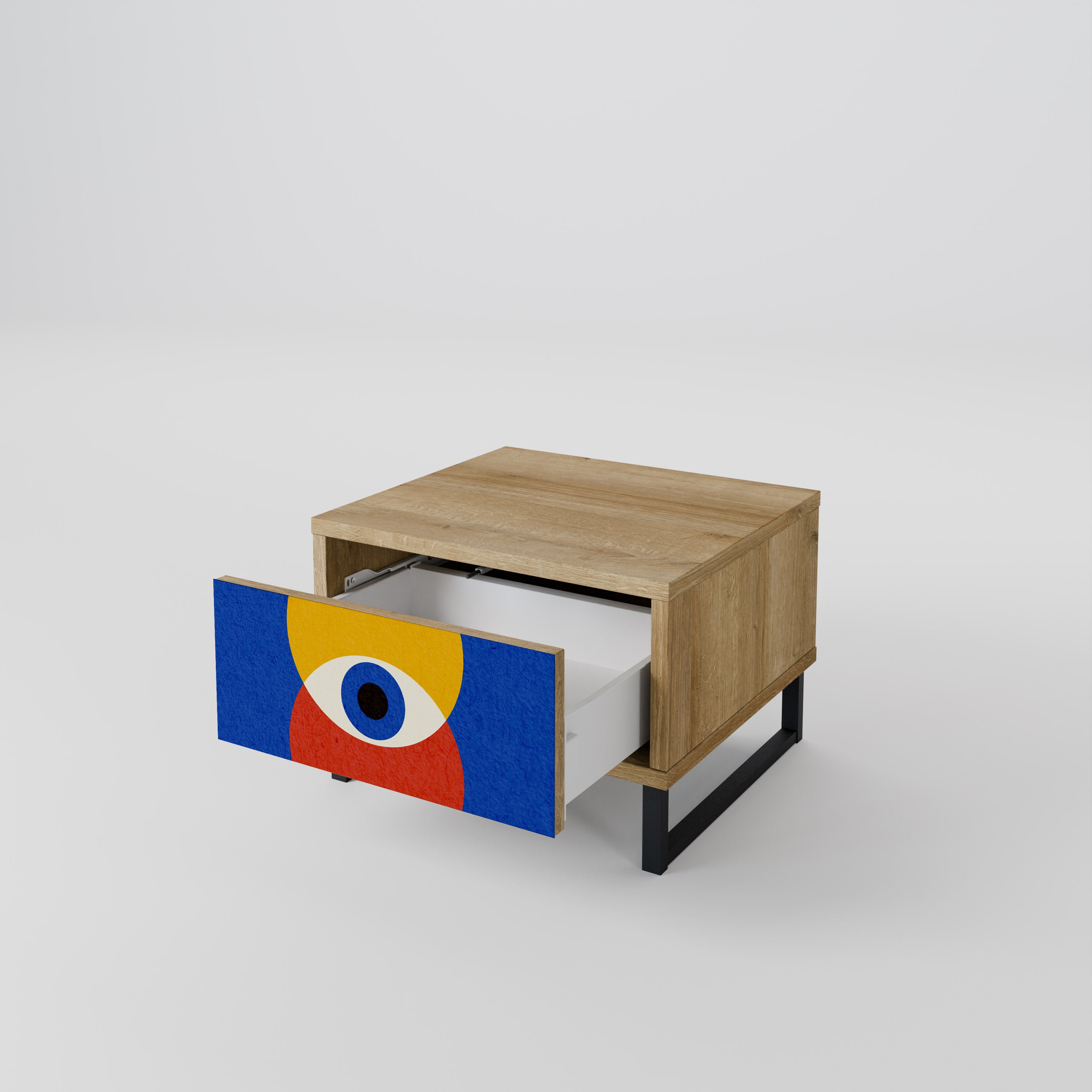 Mesita de noche GEOMETRIC EYES efecto roble