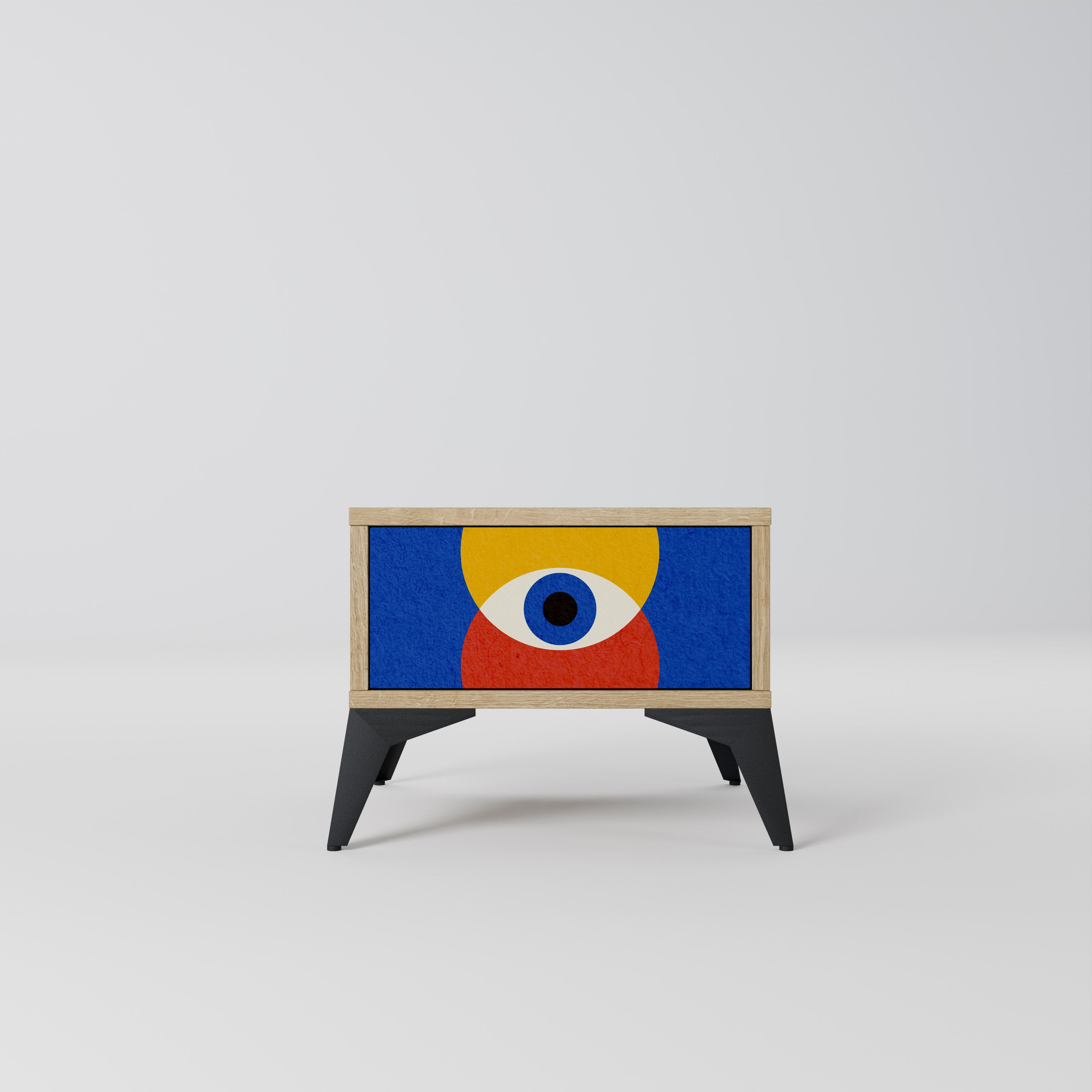 Mesita de noche GEOMETRIC EYES efecto roble