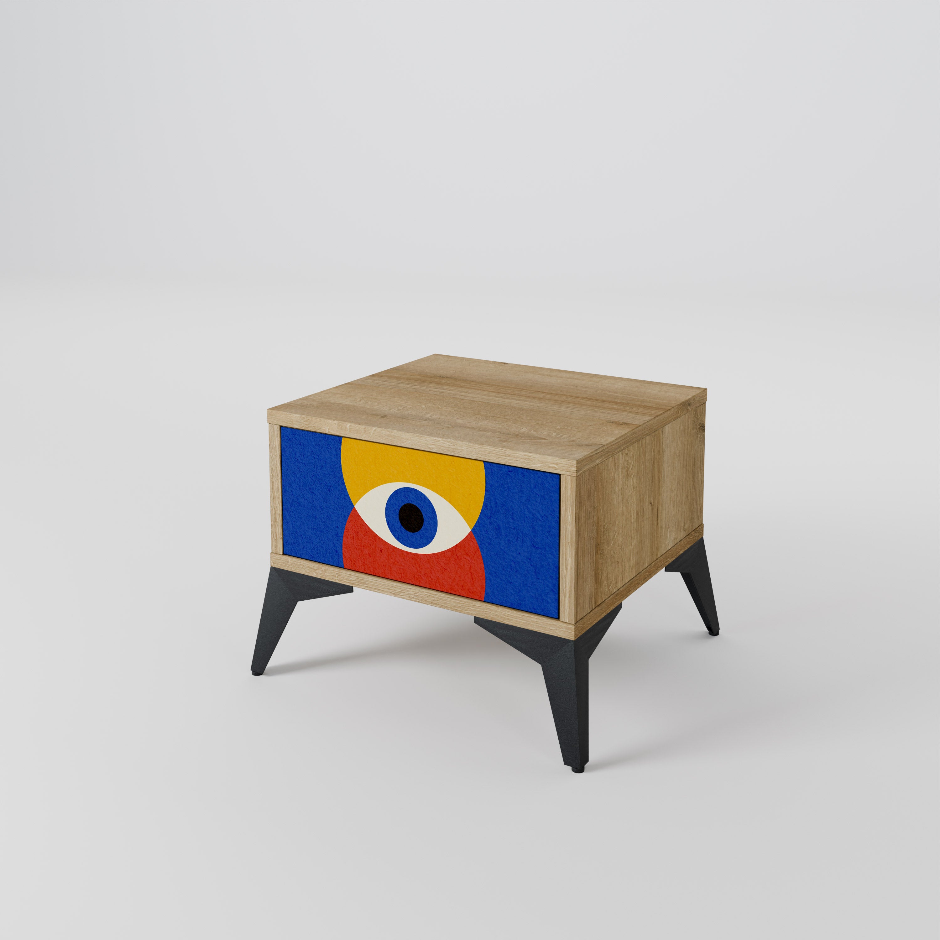 Mesita de noche GEOMETRIC EYES efecto roble