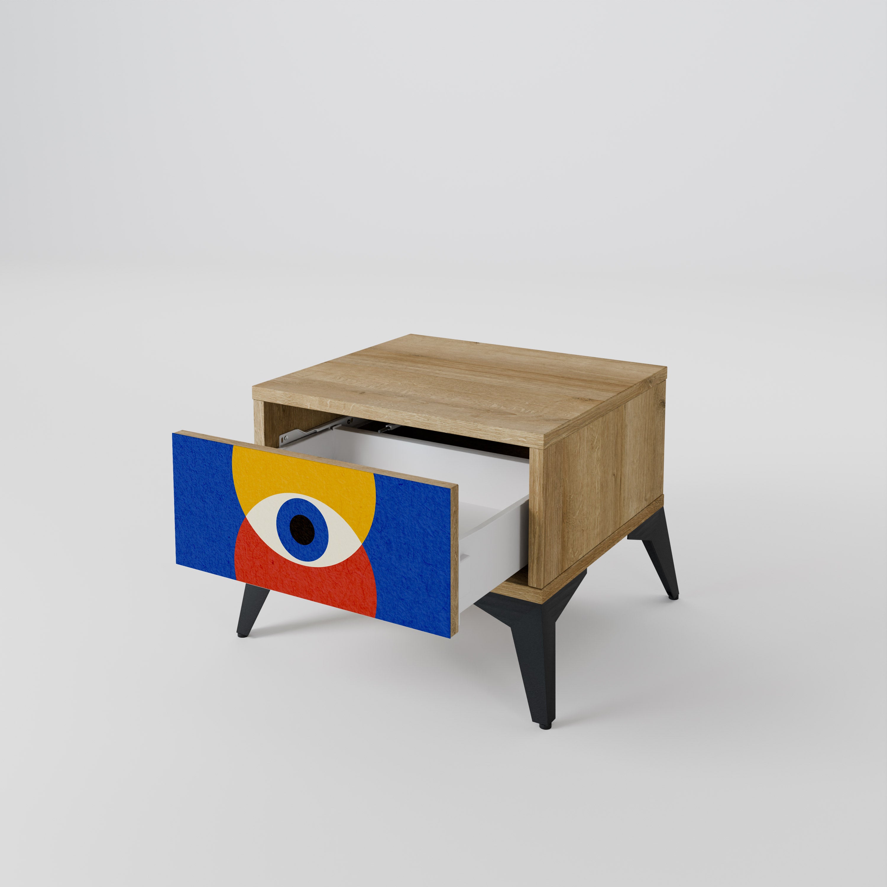 Mesita de noche GEOMETRIC EYES efecto roble