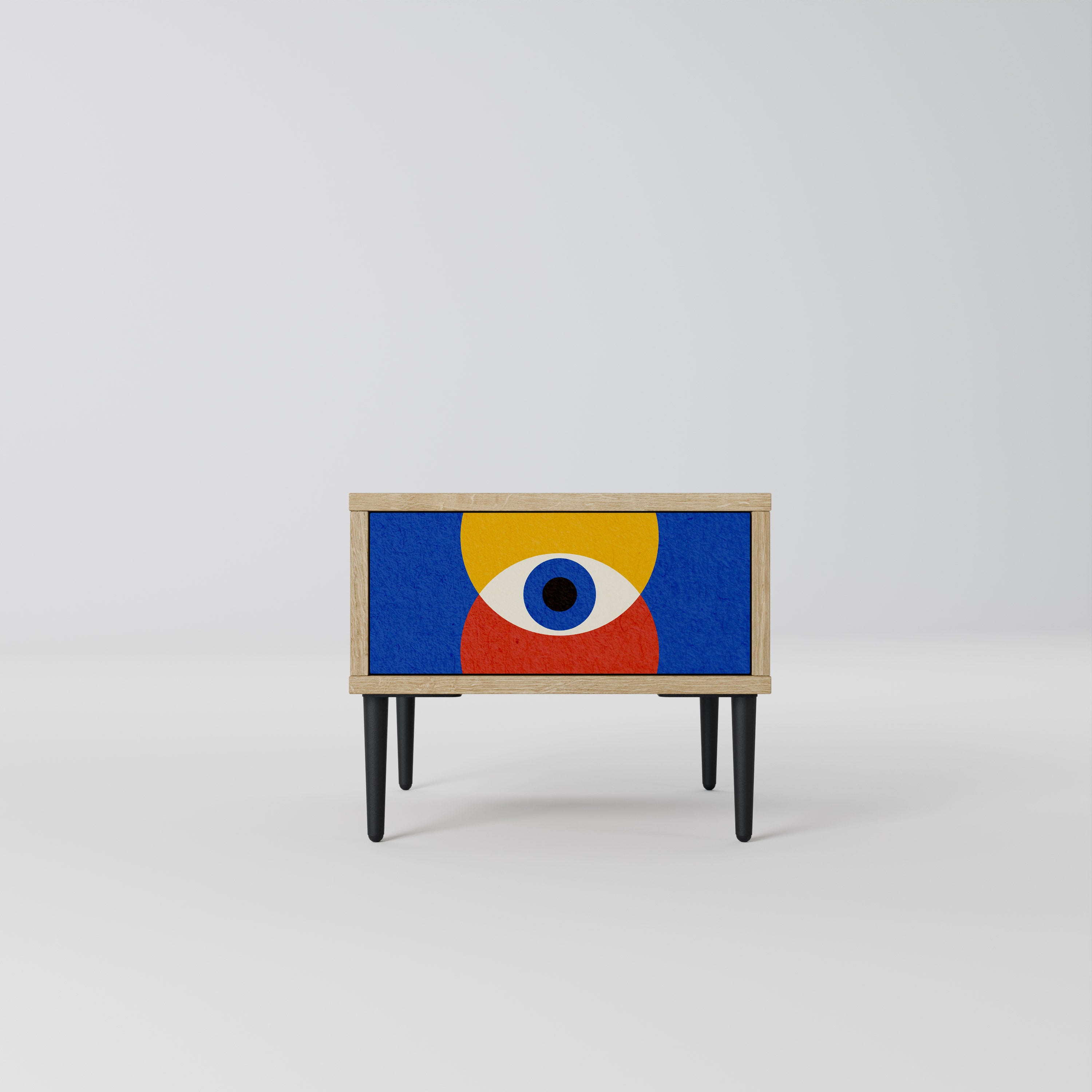 Mesita de noche GEOMETRIC EYES efecto roble