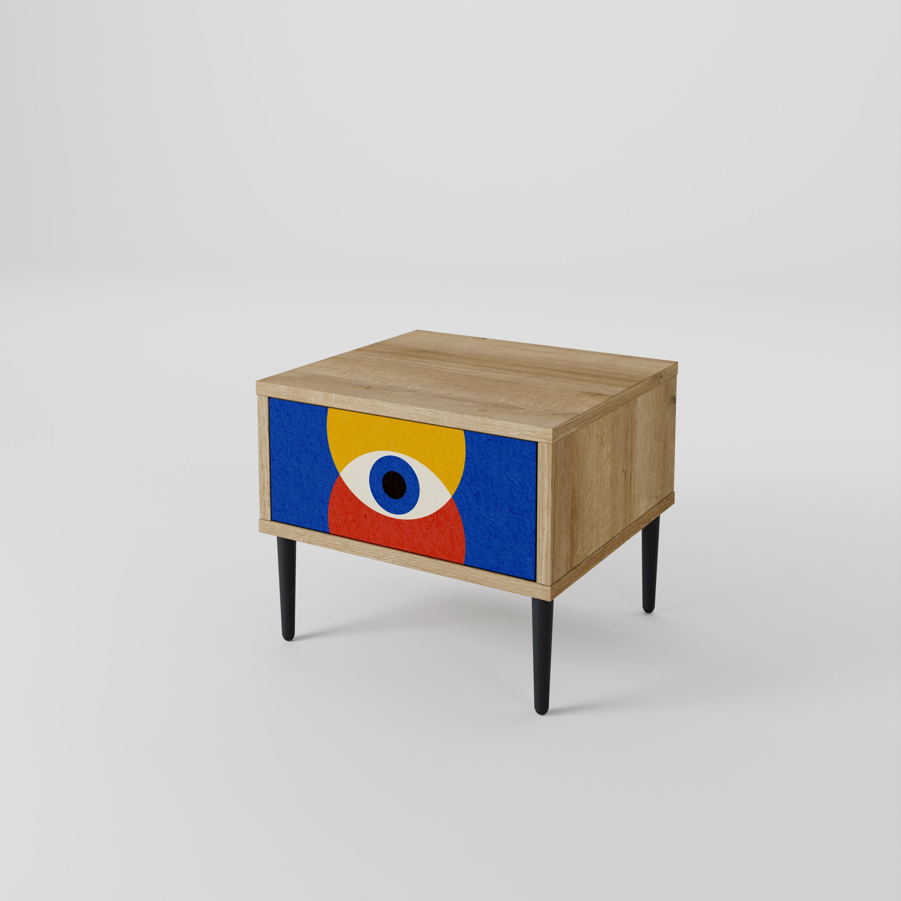 Mesita de noche GEOMETRIC EYES efecto roble