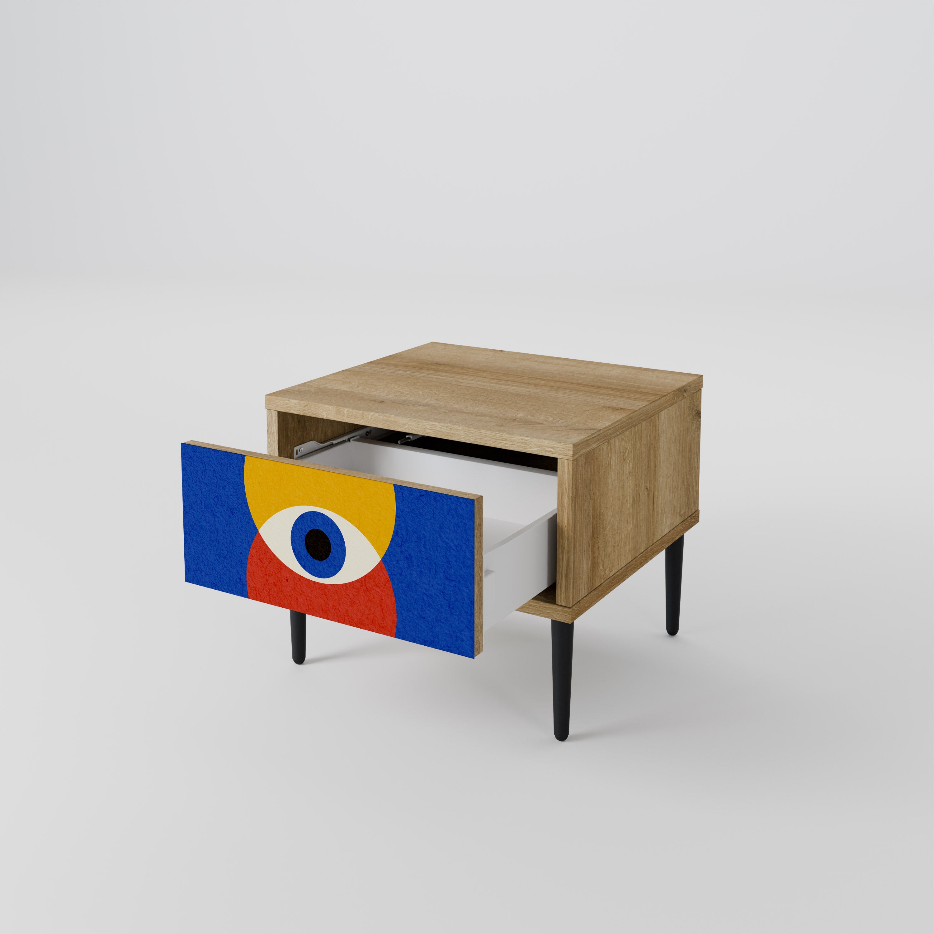 Mesita de noche GEOMETRIC EYES efecto roble