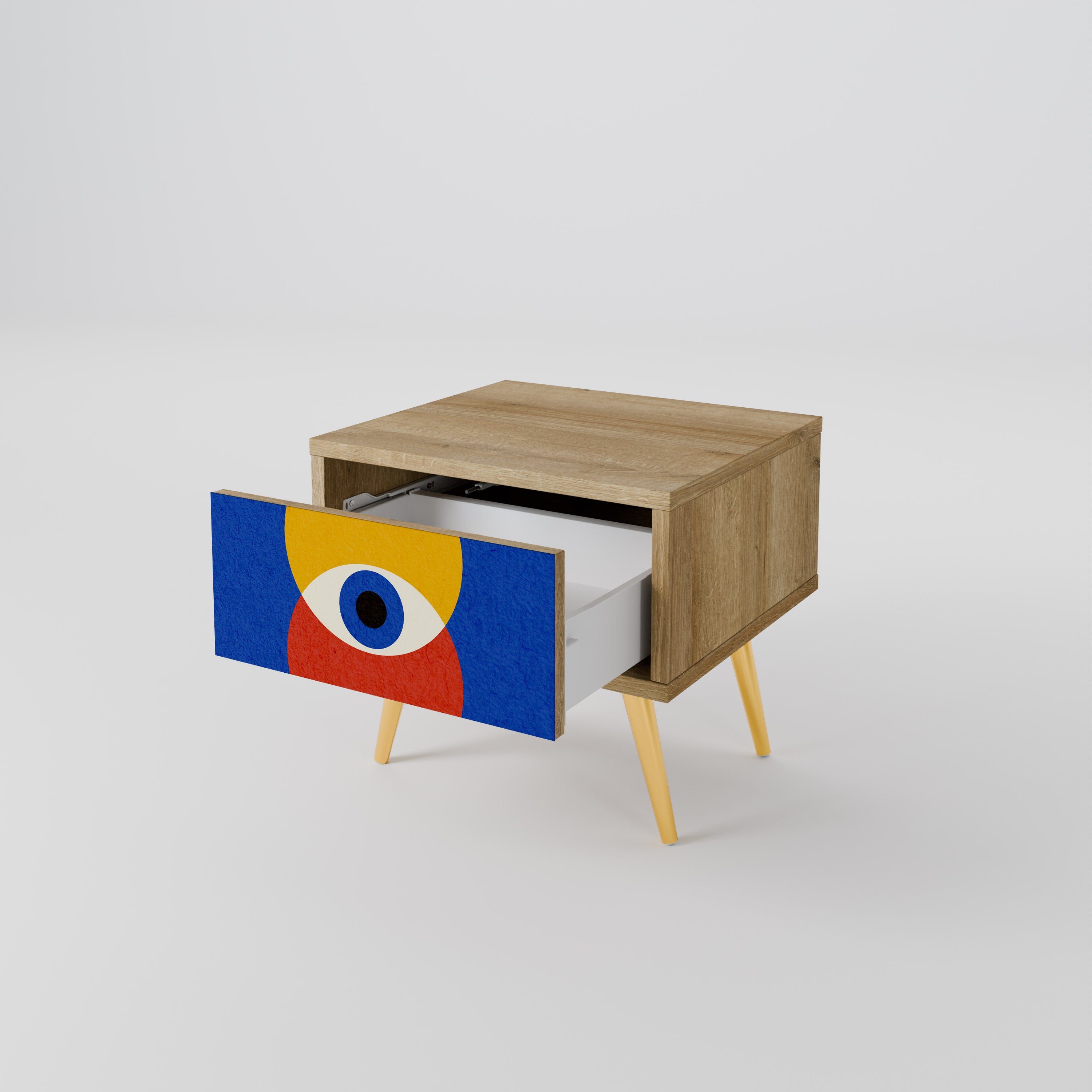 Mesita de noche GEOMETRIC EYES efecto roble
