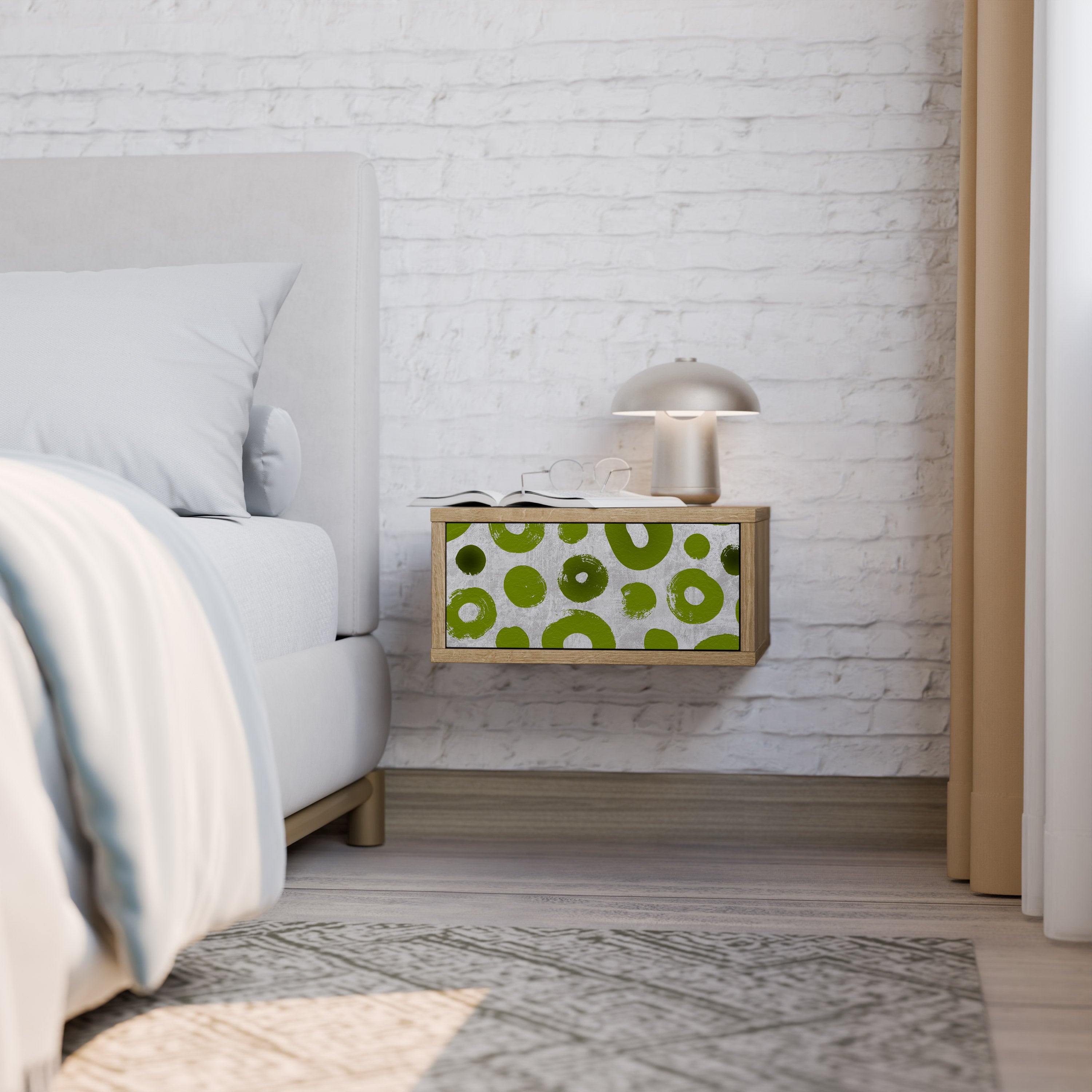 Mesita de noche GREEN RHAPSODY efecto roble