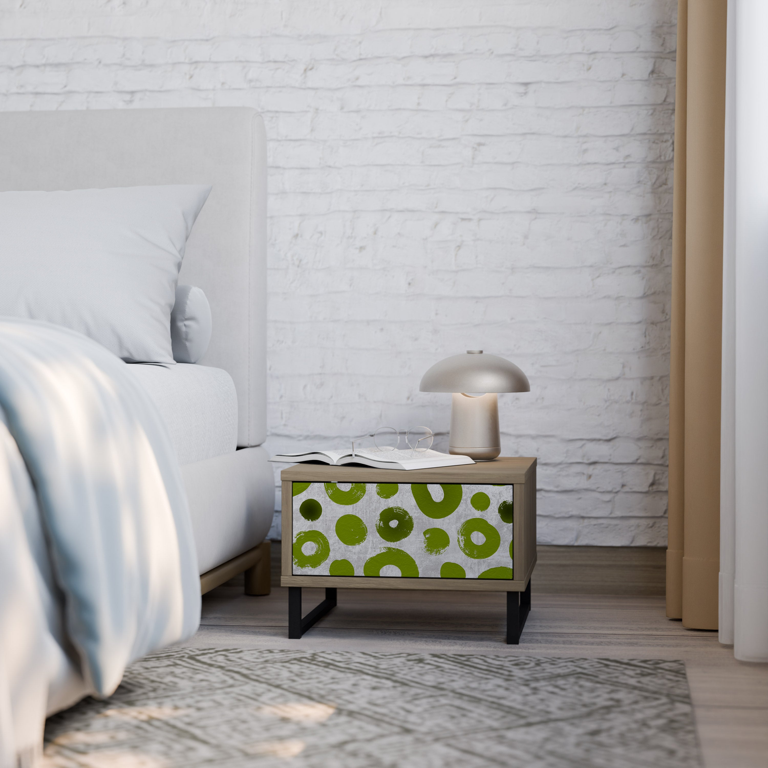 Mesita de noche GREEN RHAPSODY efecto roble