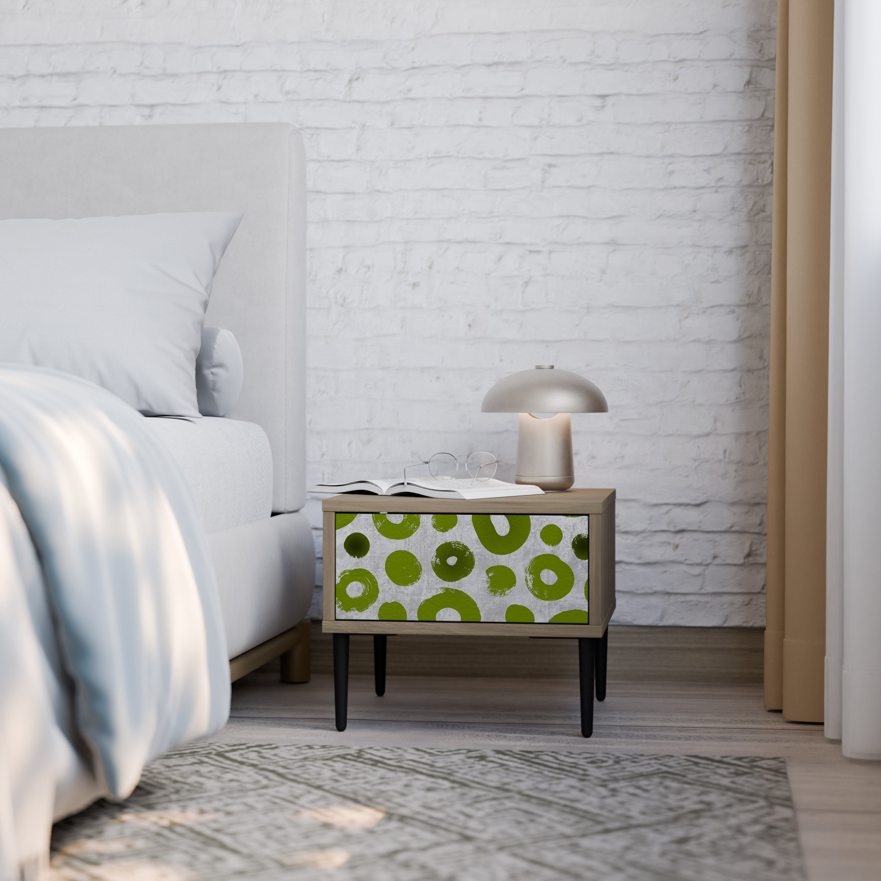 Mesita de noche GREEN RHAPSODY efecto roble